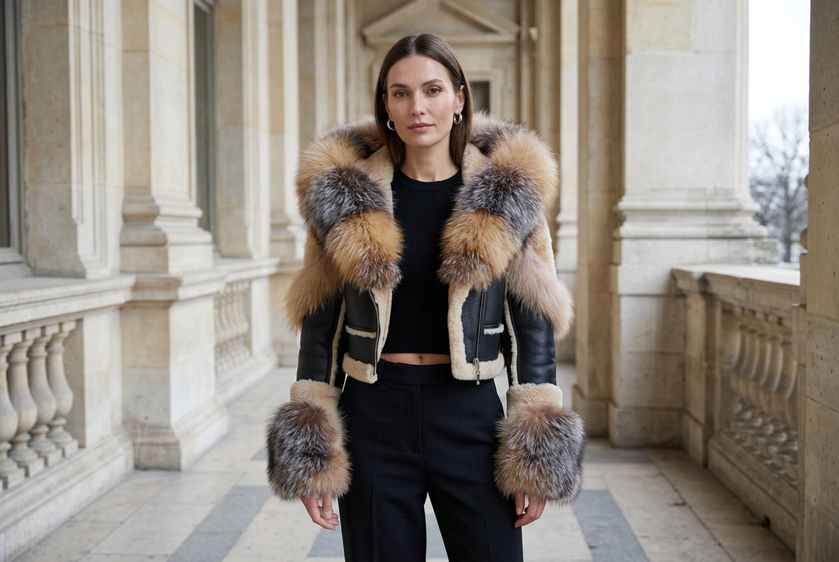 How to Style a Cropped Doubleface Leather Jacket with Fox Fur Trim