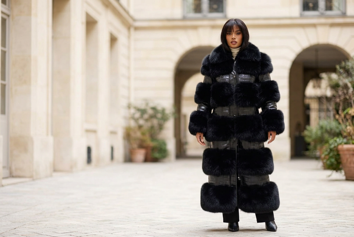 How to Style a Fox Fur Coat with Crocodile-Embossed Leather