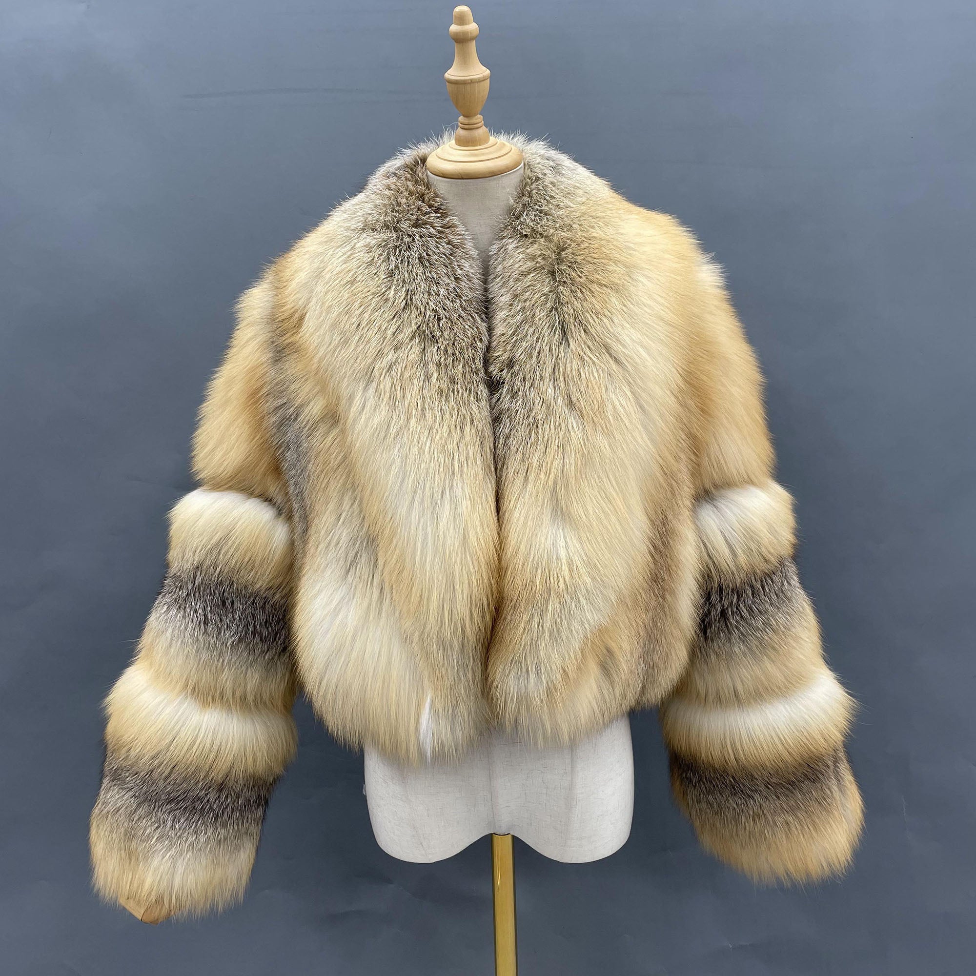 Women's Luxury Real Fox Fur Cropped Jacket | Arctic Marble, Golden Island, Silver & Blue Frost Fox