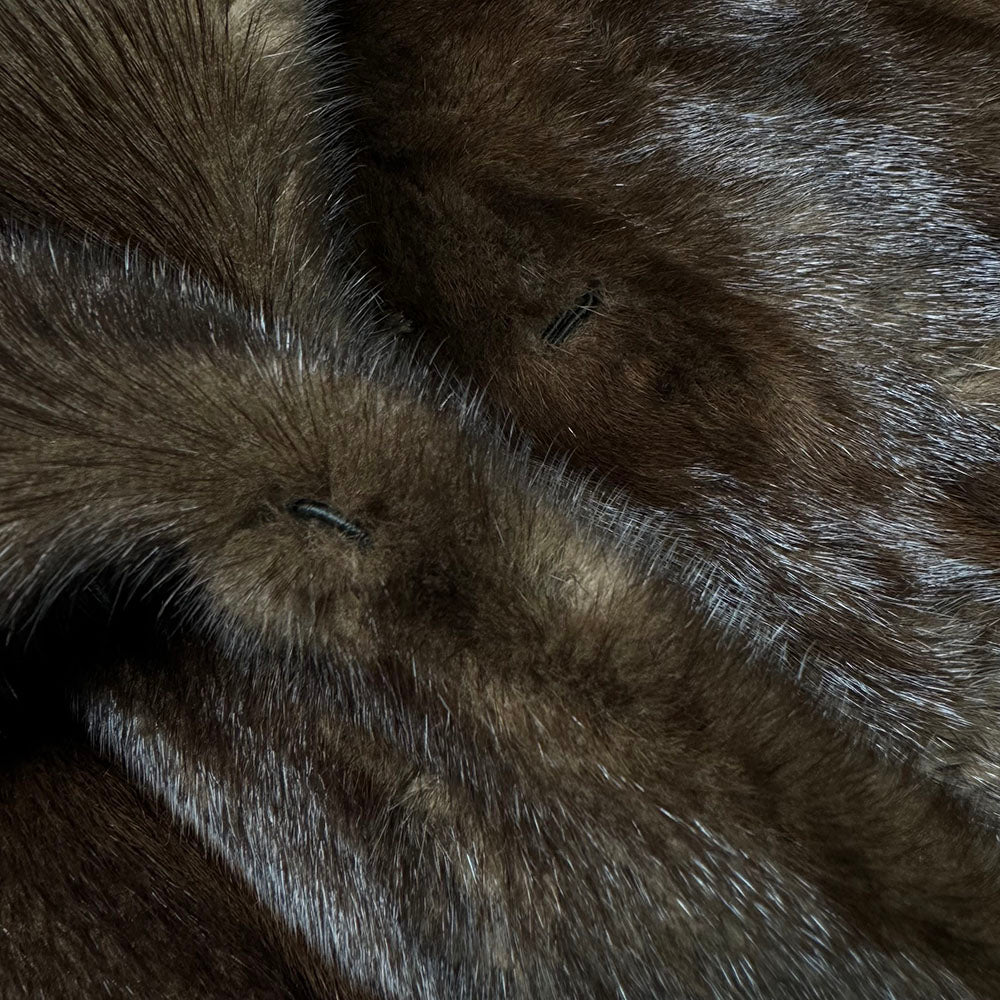 Women's Real Mink Fur Shawl-Collar Full-Length Coat — close-up fur texture