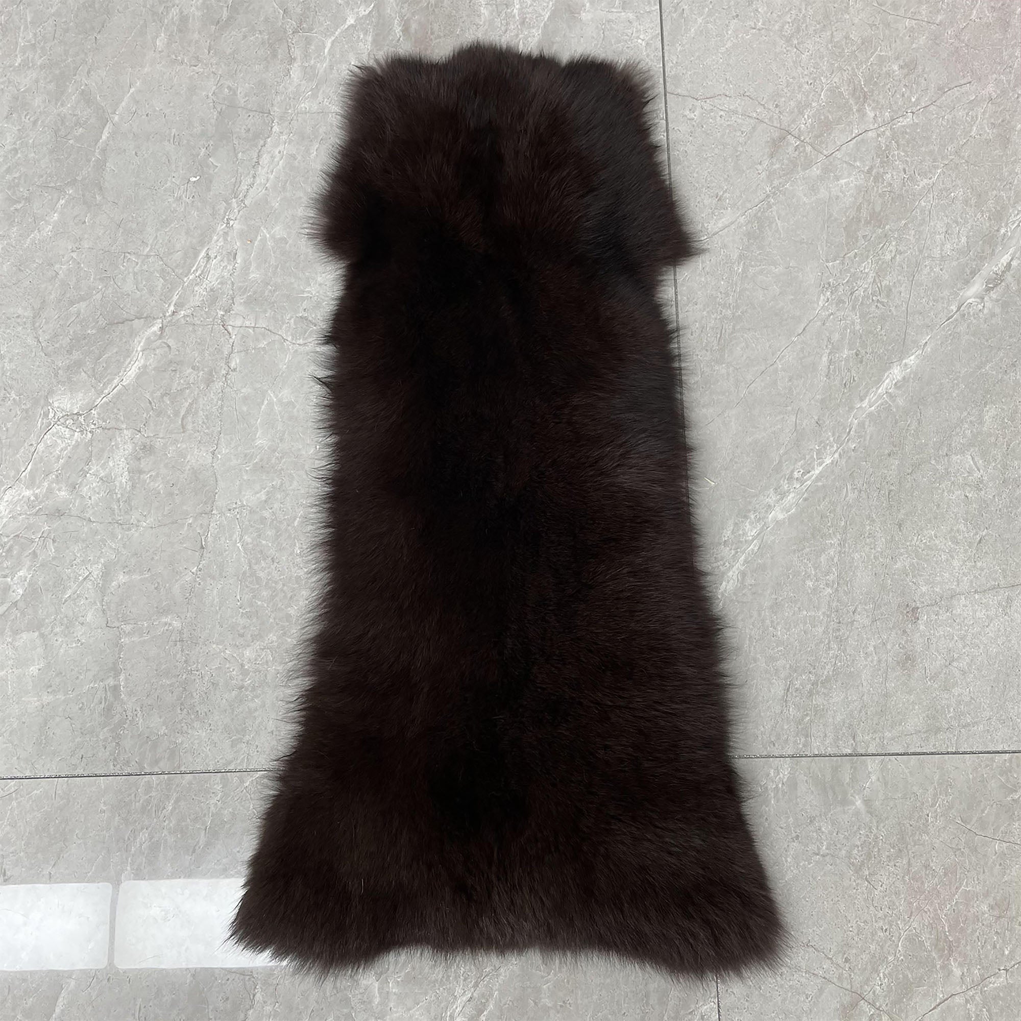 Women's Real Fox Fur Hooded Floor-Length Coat | Horizontal Stripe | Multiple Fur Types — Front Row Couture