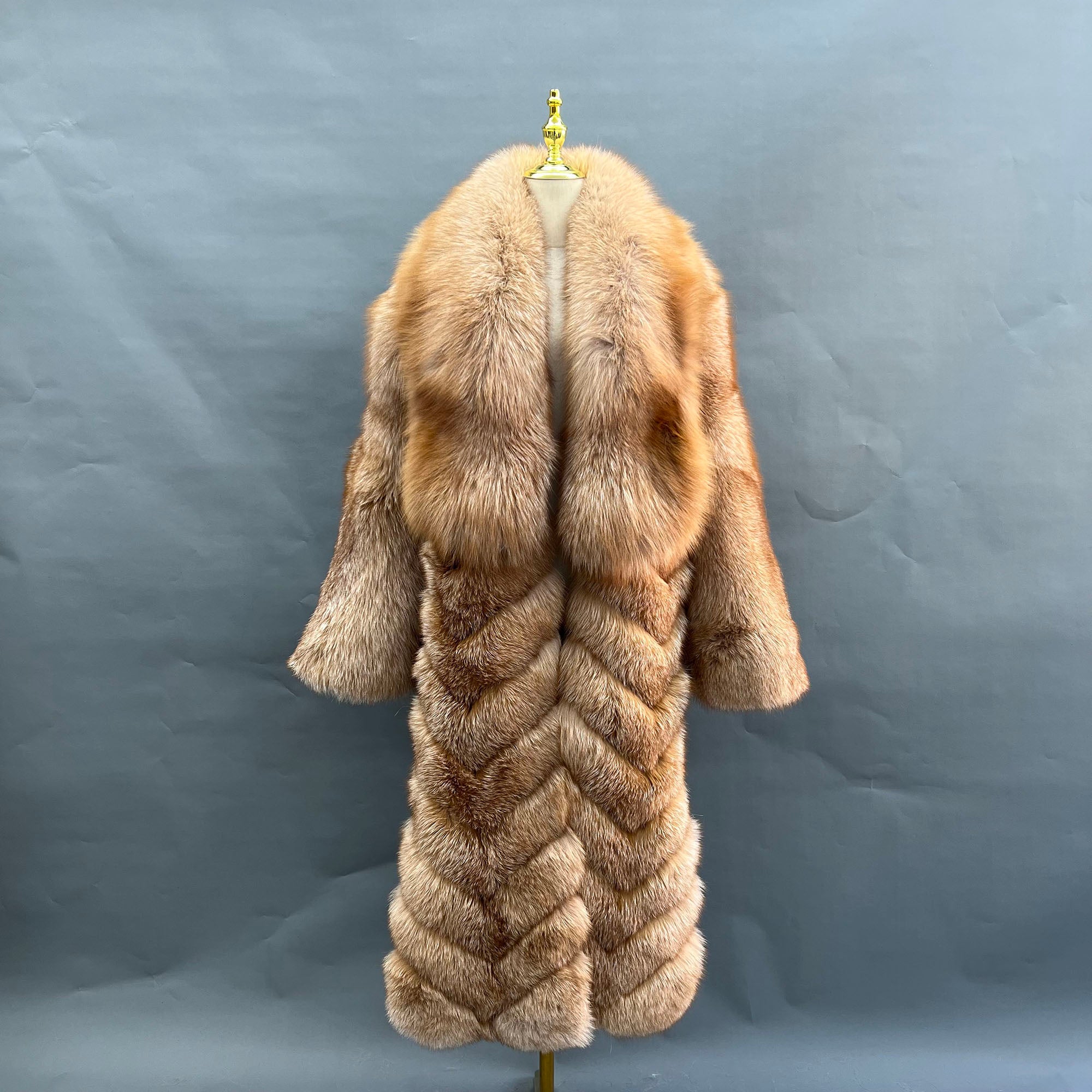 Women's Luxury Real Fox Fur Long Coat | Arctic, Golden, Cross, Silver & Blue Frost Fox