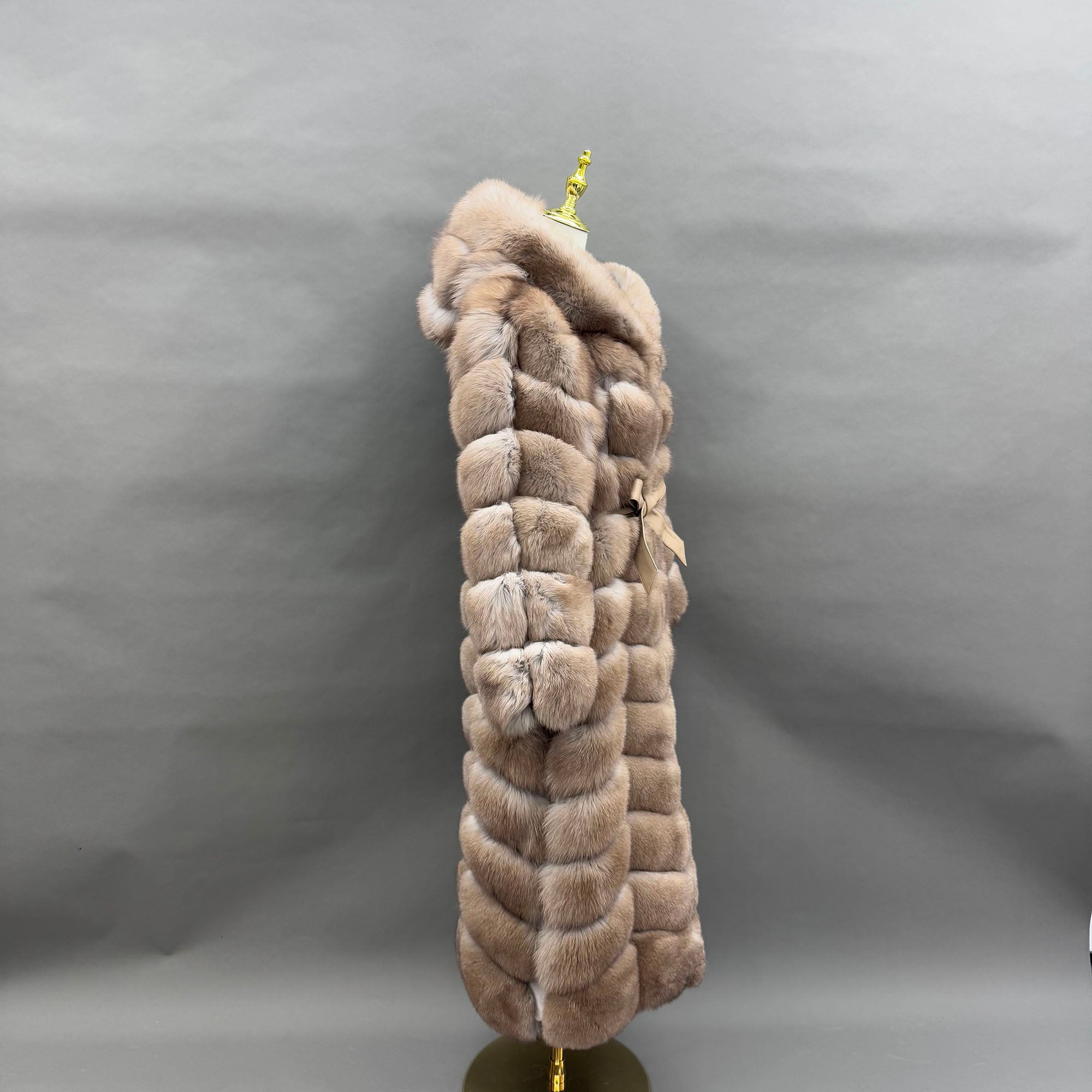 Women's Real Finnish Fox Fur Hooded Belted Maxi Coat — The Entrance
