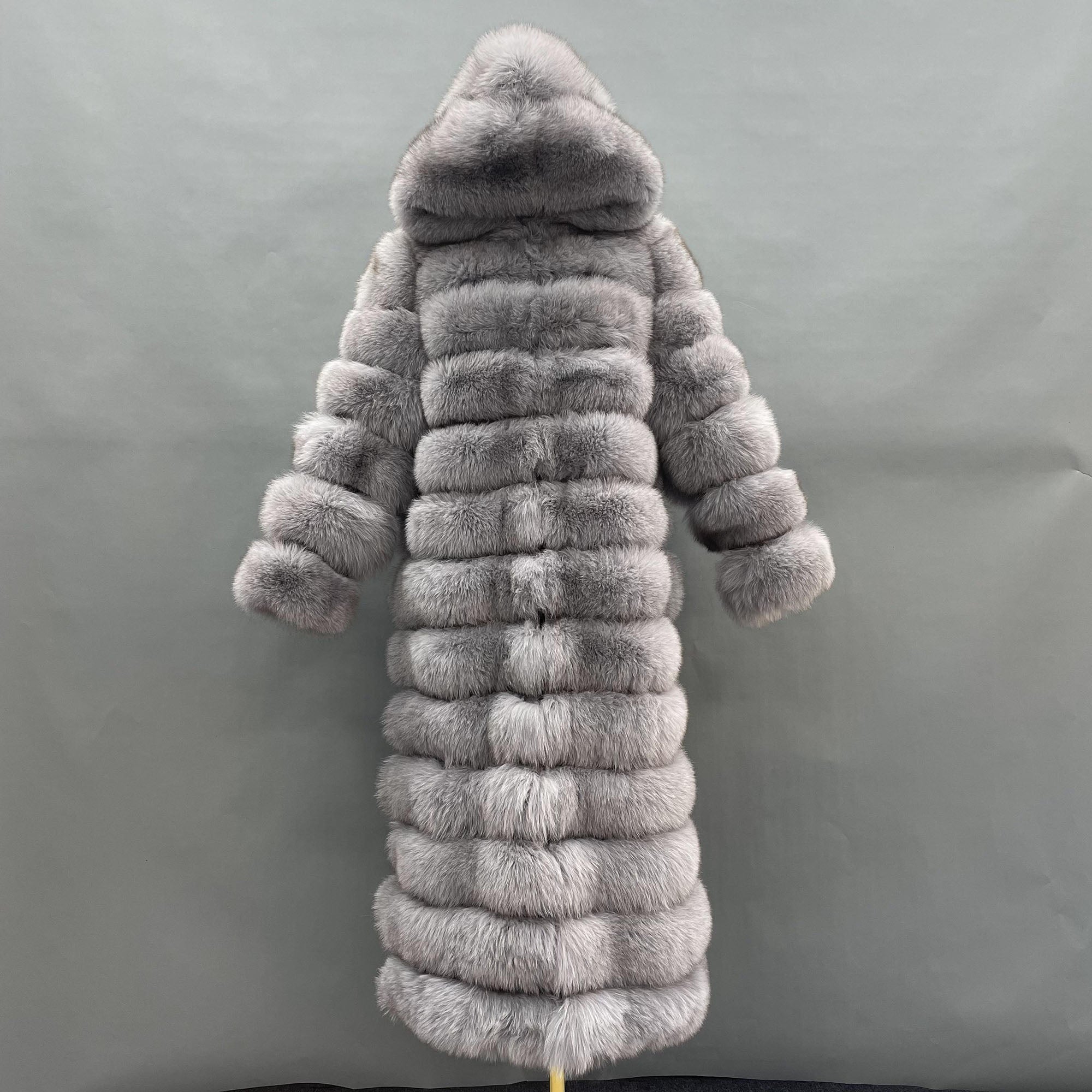 Women's Real Fox Fur Full-Body Hooded Overcoat | Multiple Colors | Custom Available