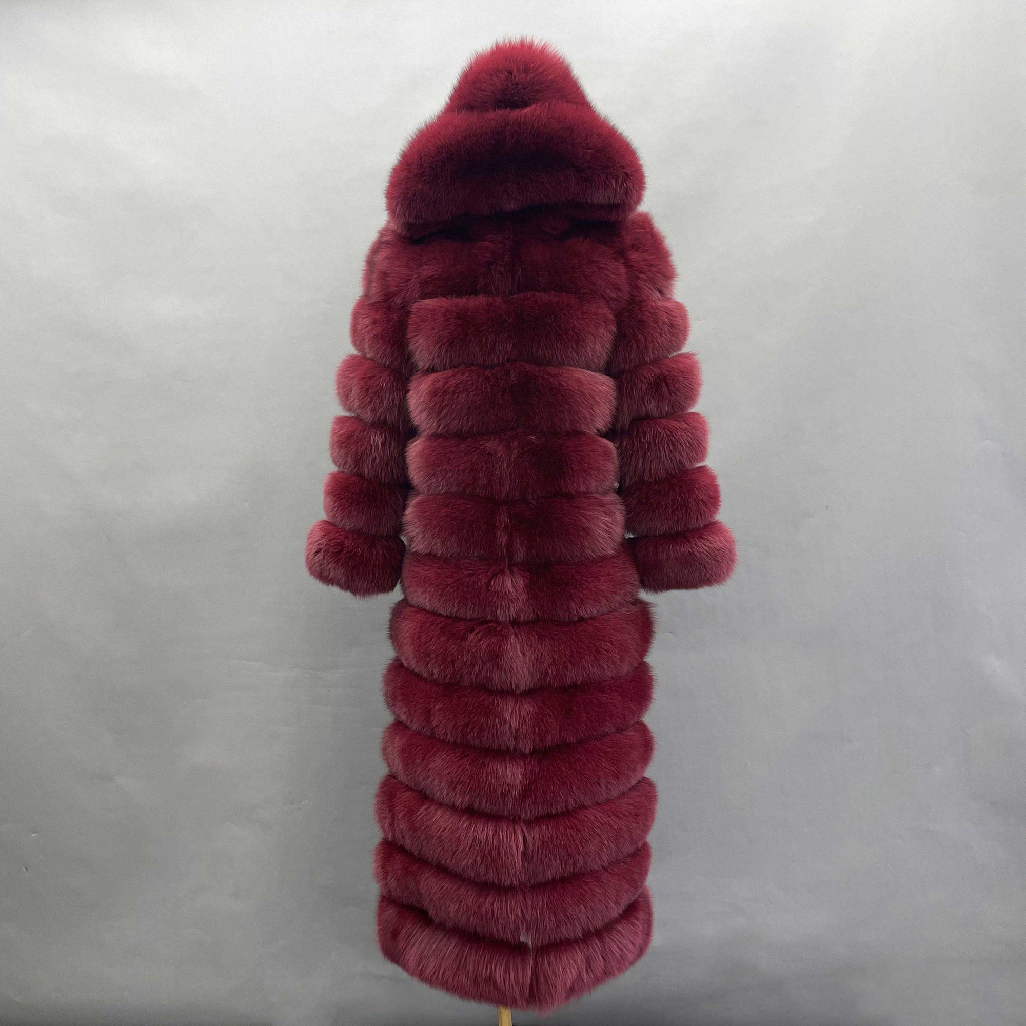 Women's Real Fox Fur Full-Body Hooded Overcoat | Multiple Colors | Custom Available