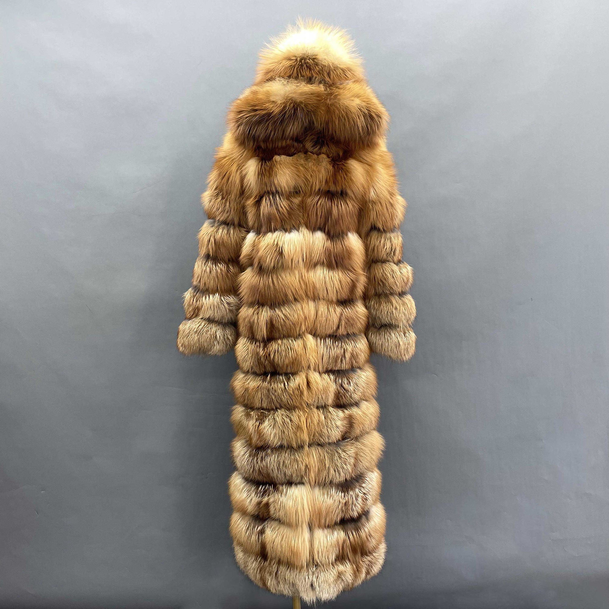 Women's Real Fox Fur Full-Body Hooded Overcoat | Multiple Colors | Custom Available