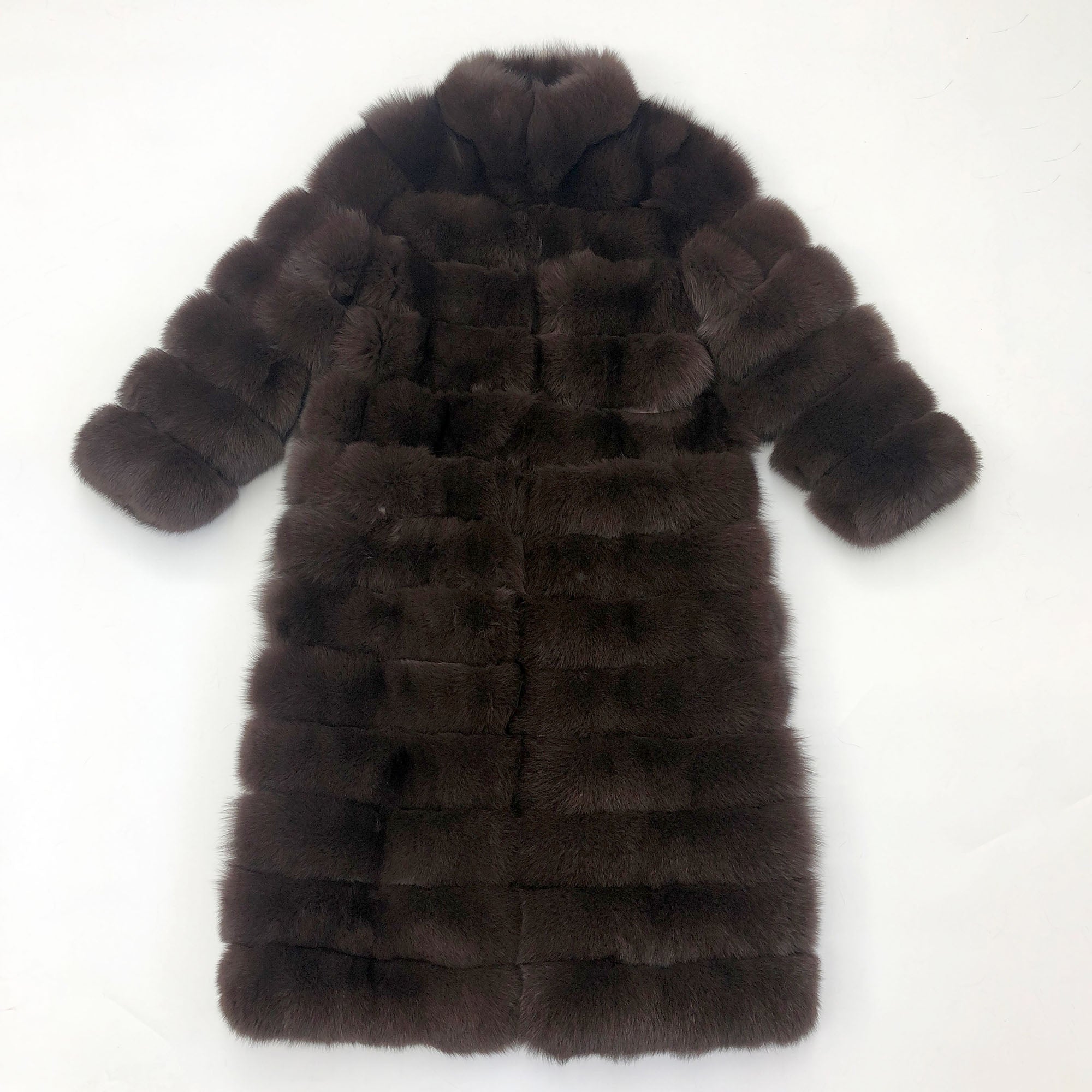 Women's Real Fox Fur Long Coat | Stand Collar | Classic Design | Multiple Colors Available