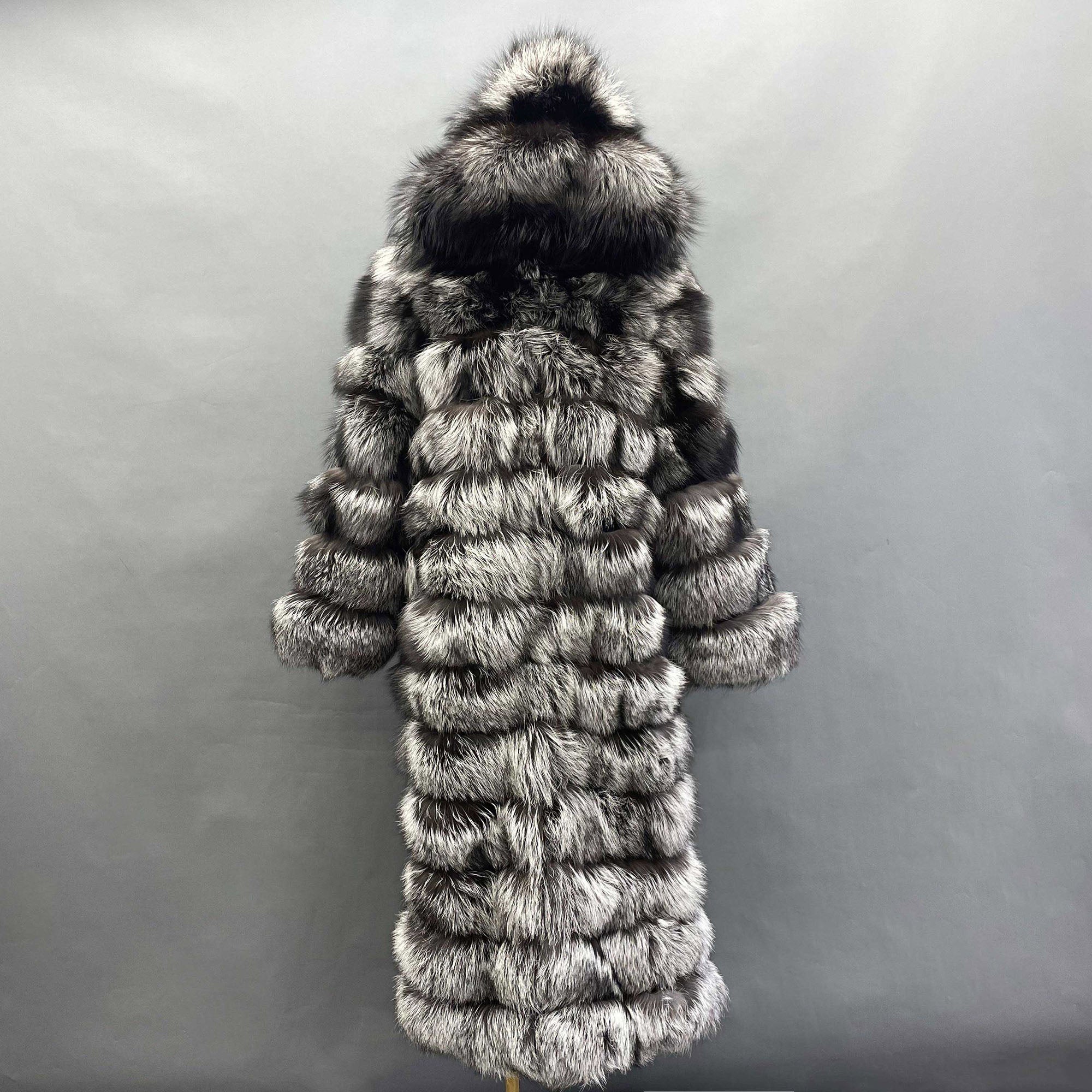 Women's Real Fox Fur Full-Body Hooded Overcoat | Multiple Colors | Custom Available