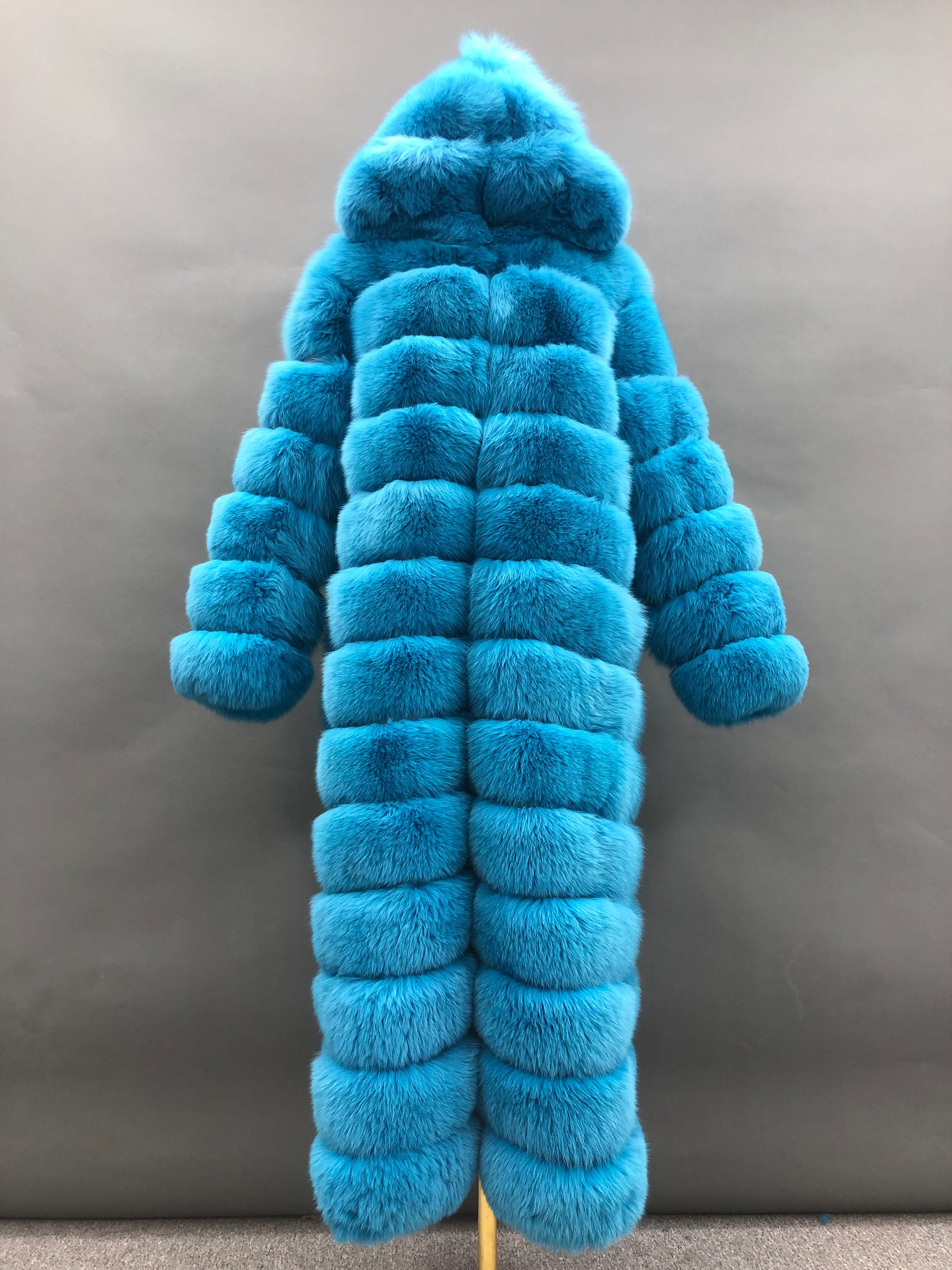 Women's Real Fox Fur Full-Body Hooded Overcoat | Multiple Colors | Custom Available