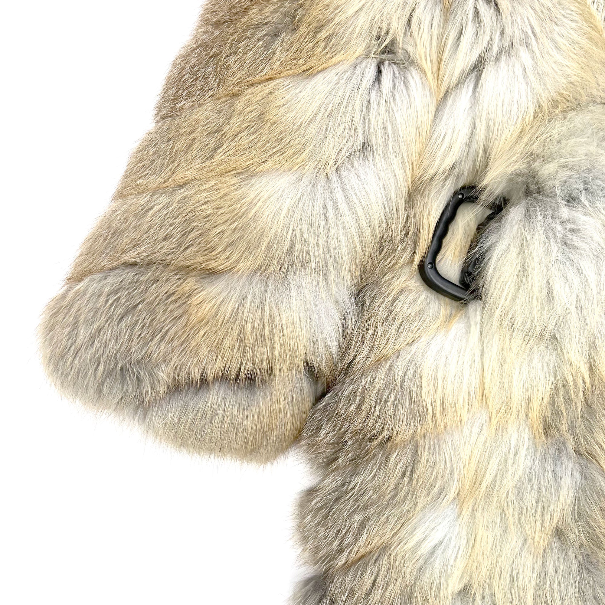 Women's real golden island fox fur long coat - detail view 3