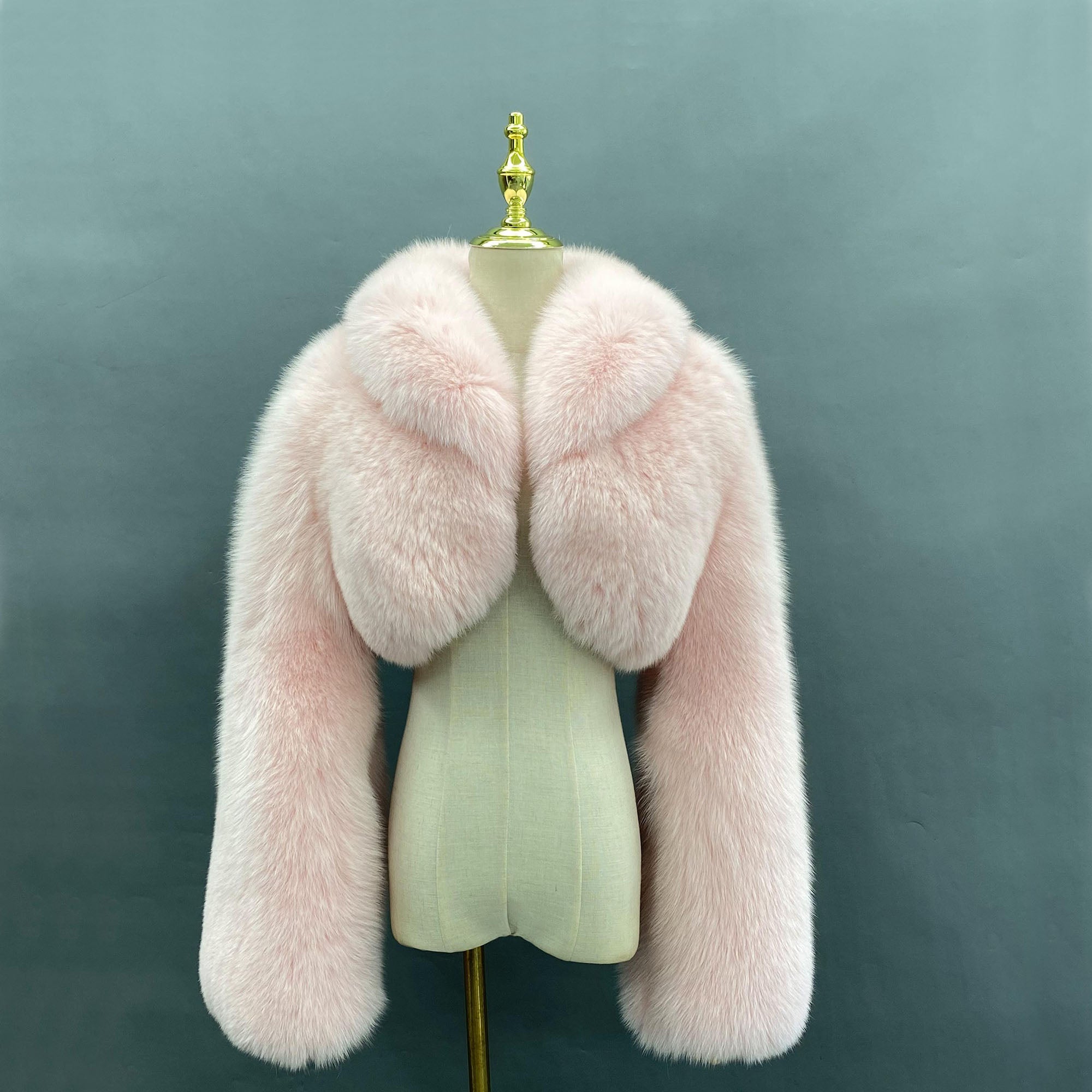 Women's Whole-Pelt Fox Fur Cropped Jacket with Oversized Shawl Collar — Downtown Rhythm