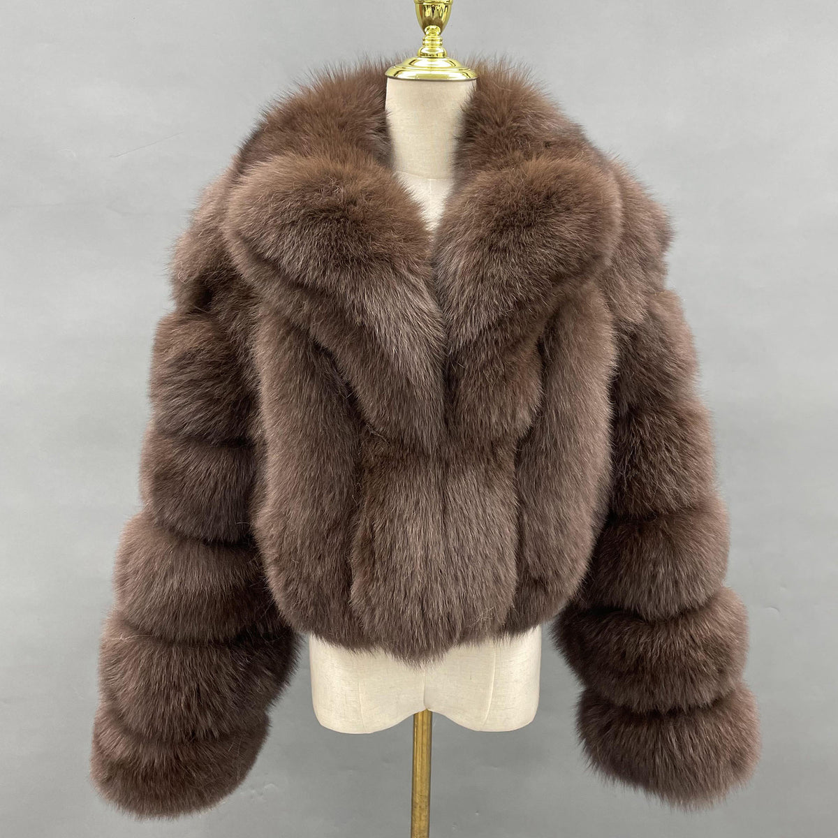 Women's Real Fox Fur Cropped Jacket with Oversized Shawl Collar — Downtown Rhythm