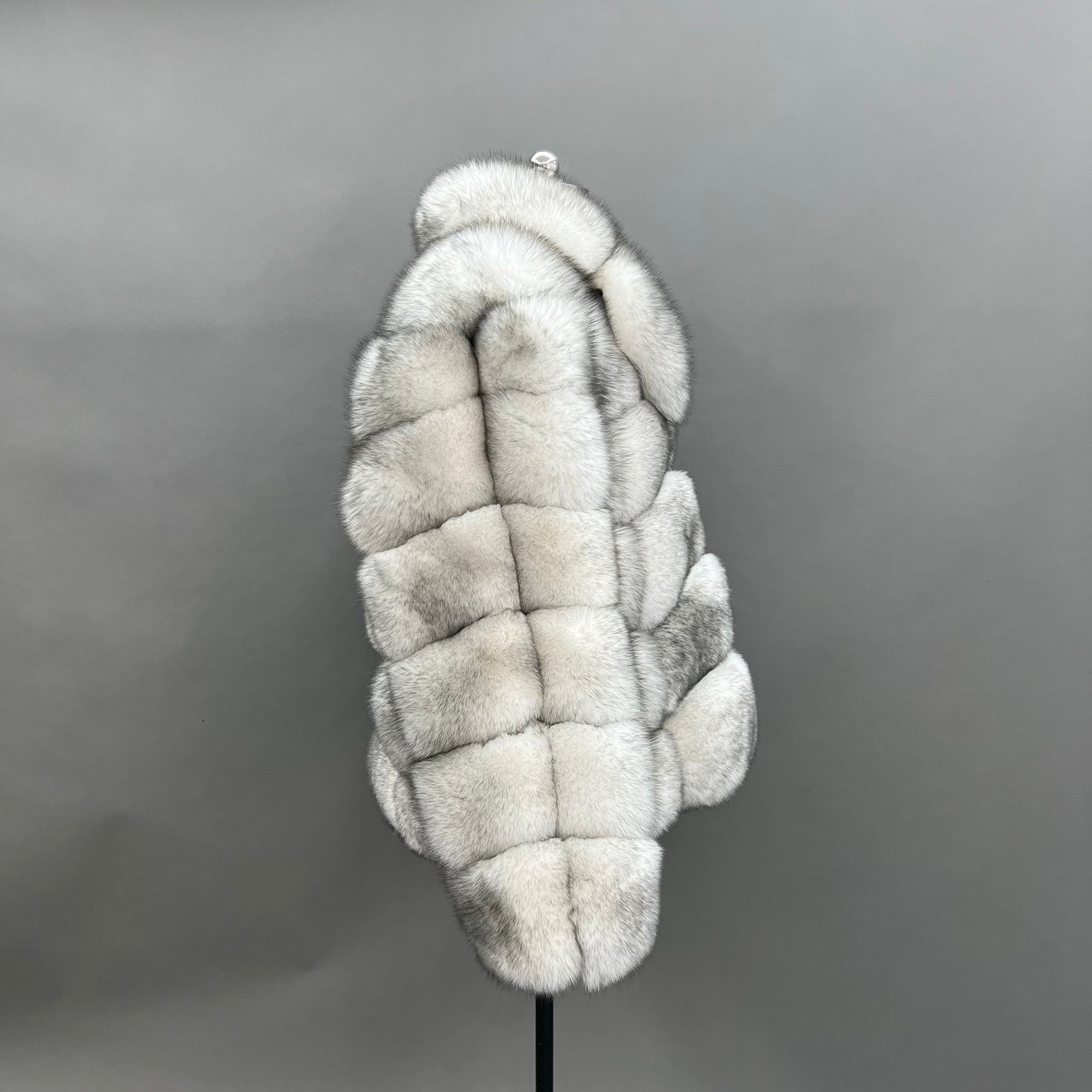 Men's Frosted Fox Fur Oversized Boxy Jacket with Stand Collar