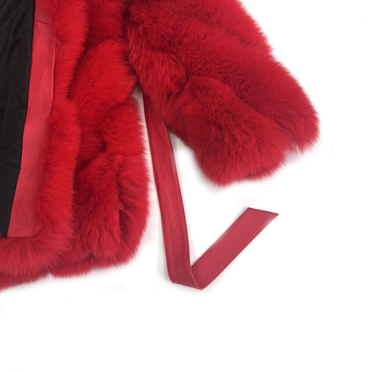 Women's Real Fox Fur Hip-Length Jacket with Turn-Down Collar & Bow Detail — Downtown Rhythm