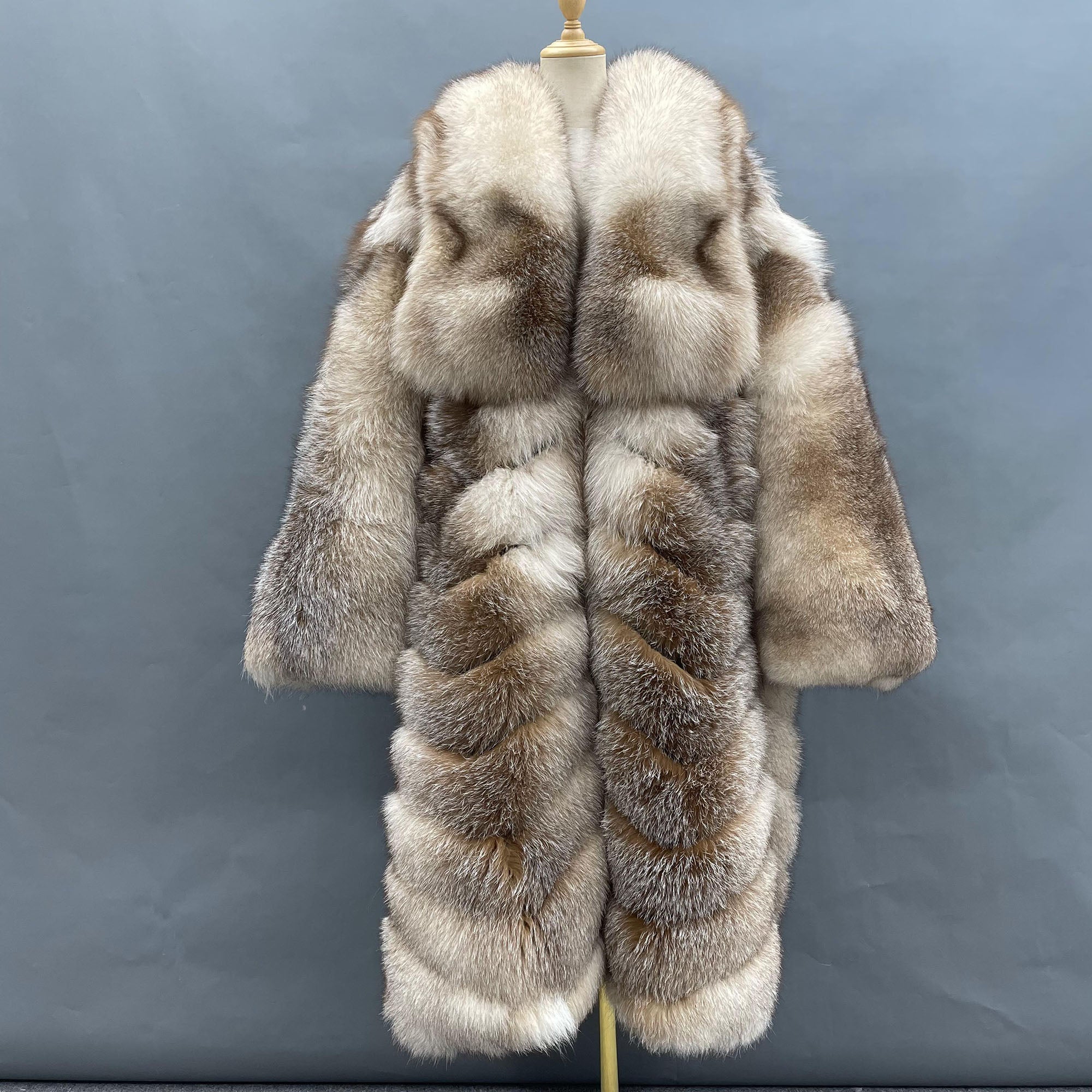 Women's Luxury Real Fox Fur Long Coat | Arctic, Golden, Cross, Silver & Blue Frost Fox
