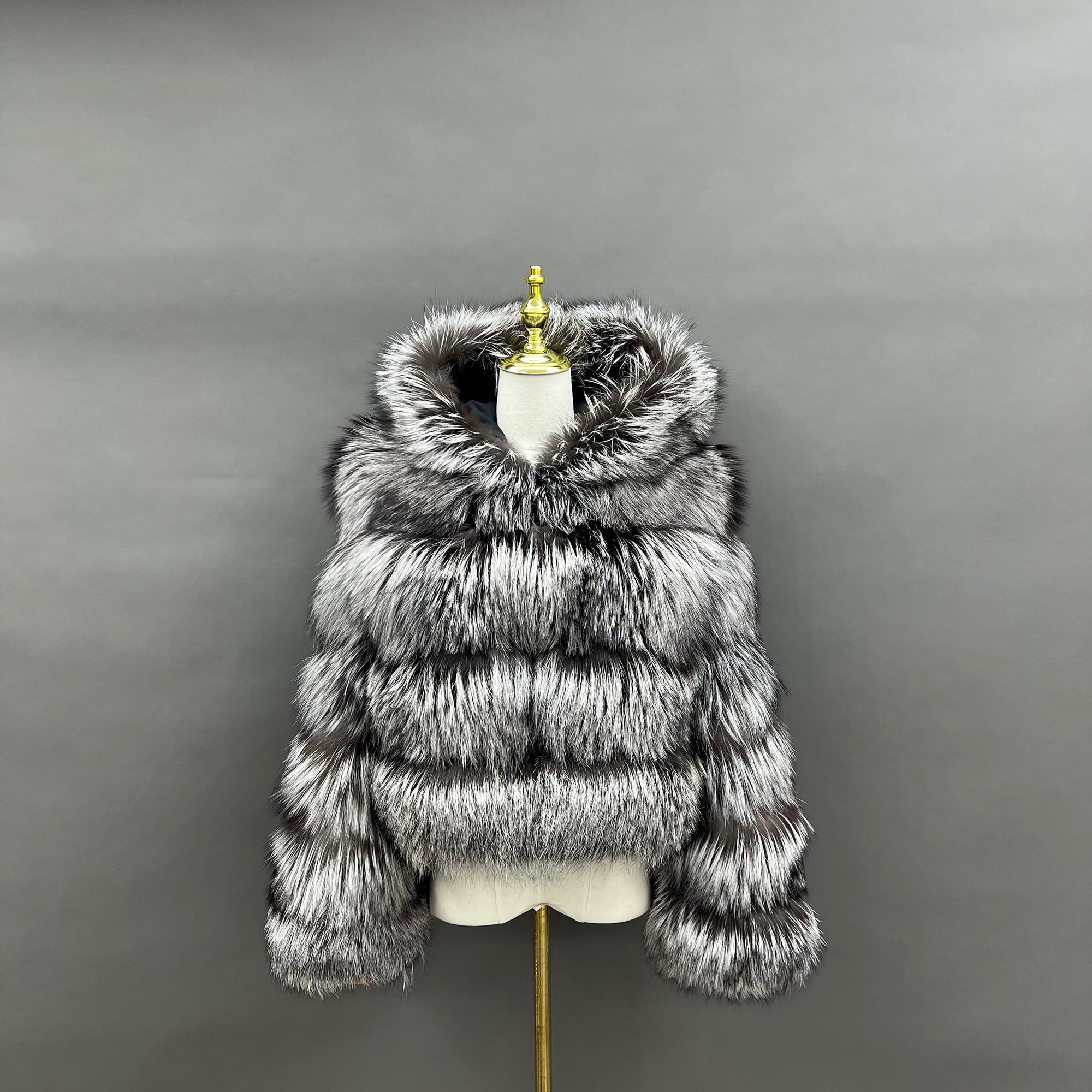 Women's Real Silver Fox Fur Hooded Cropped Jacket - Multiple Colors