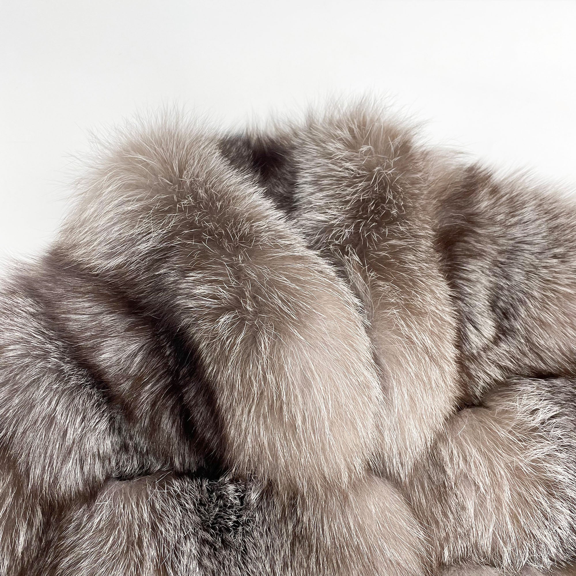 Men Real Fox Fur 8 Horizontal Stripe Stand Collar Luxury Fur Jacket