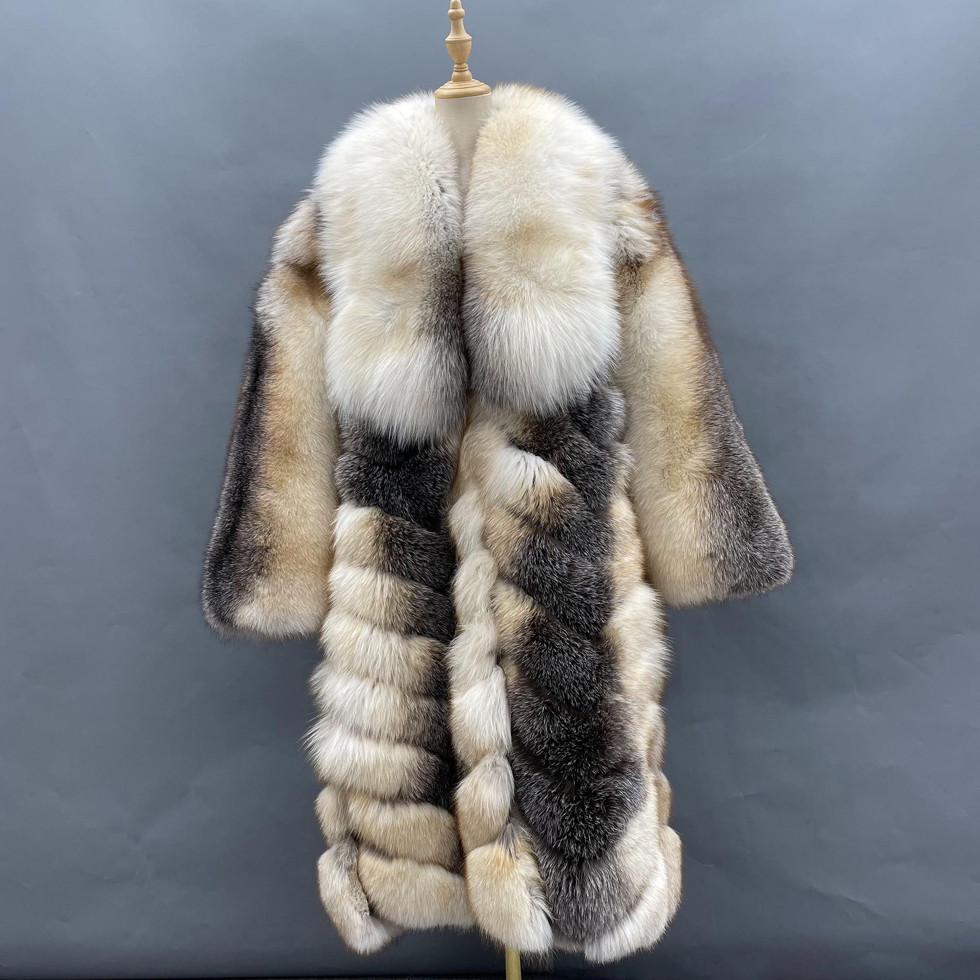 Women's Luxury Real Fox Fur Long Coat | Arctic, Golden, Cross, Silver & Blue Frost Fox