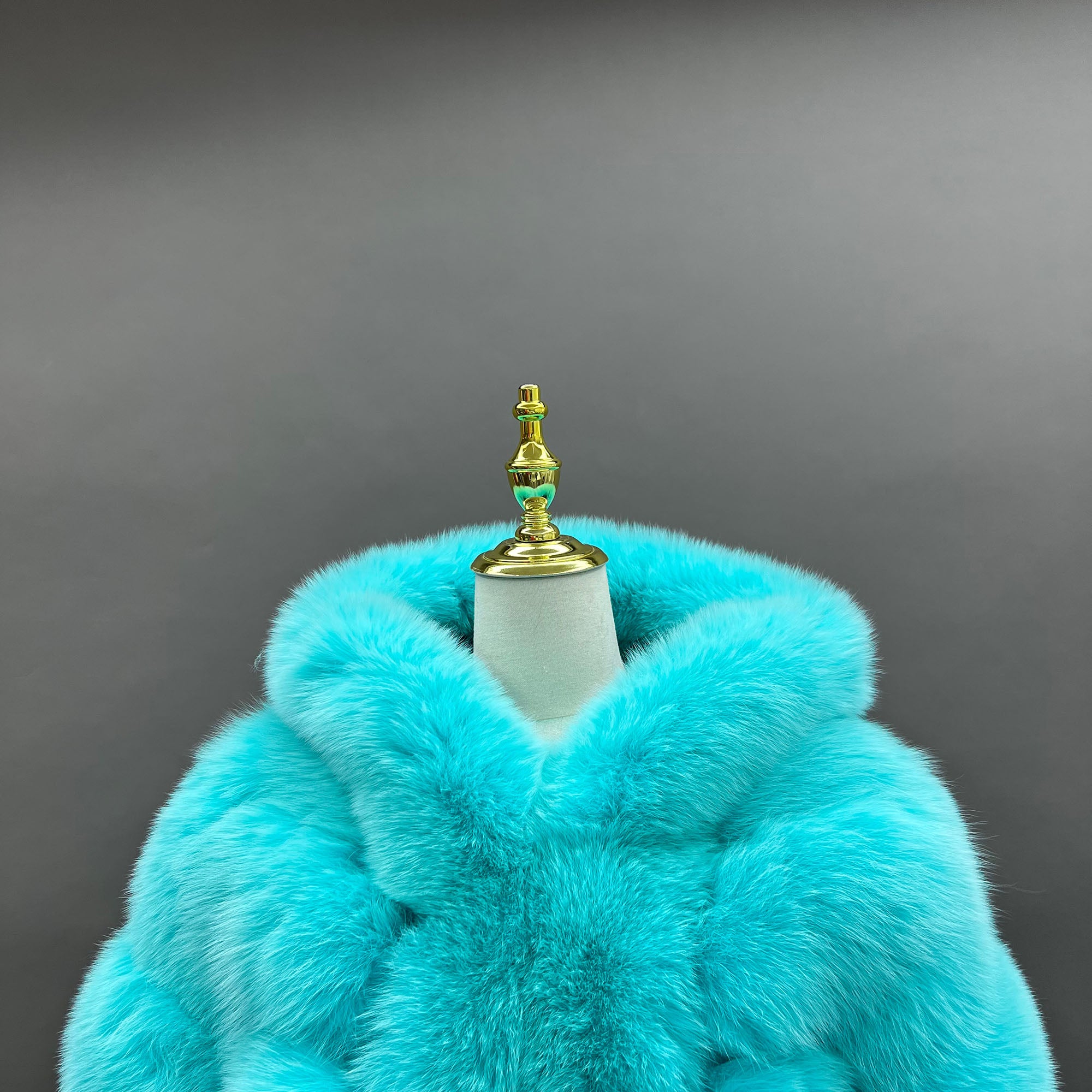 Women's Dyed Fox Fur Hooded Long Coat with Horizontal Stripe Panels — Downtown Rhythm