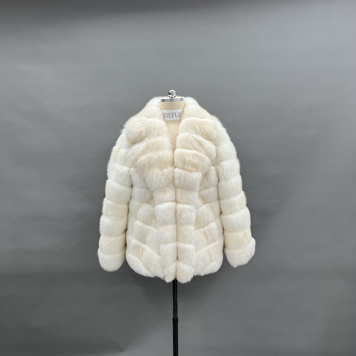 Women's Real Fox Fur Hip-Length Jacket with Shawl Collar & Sculpted Panels — The Archive