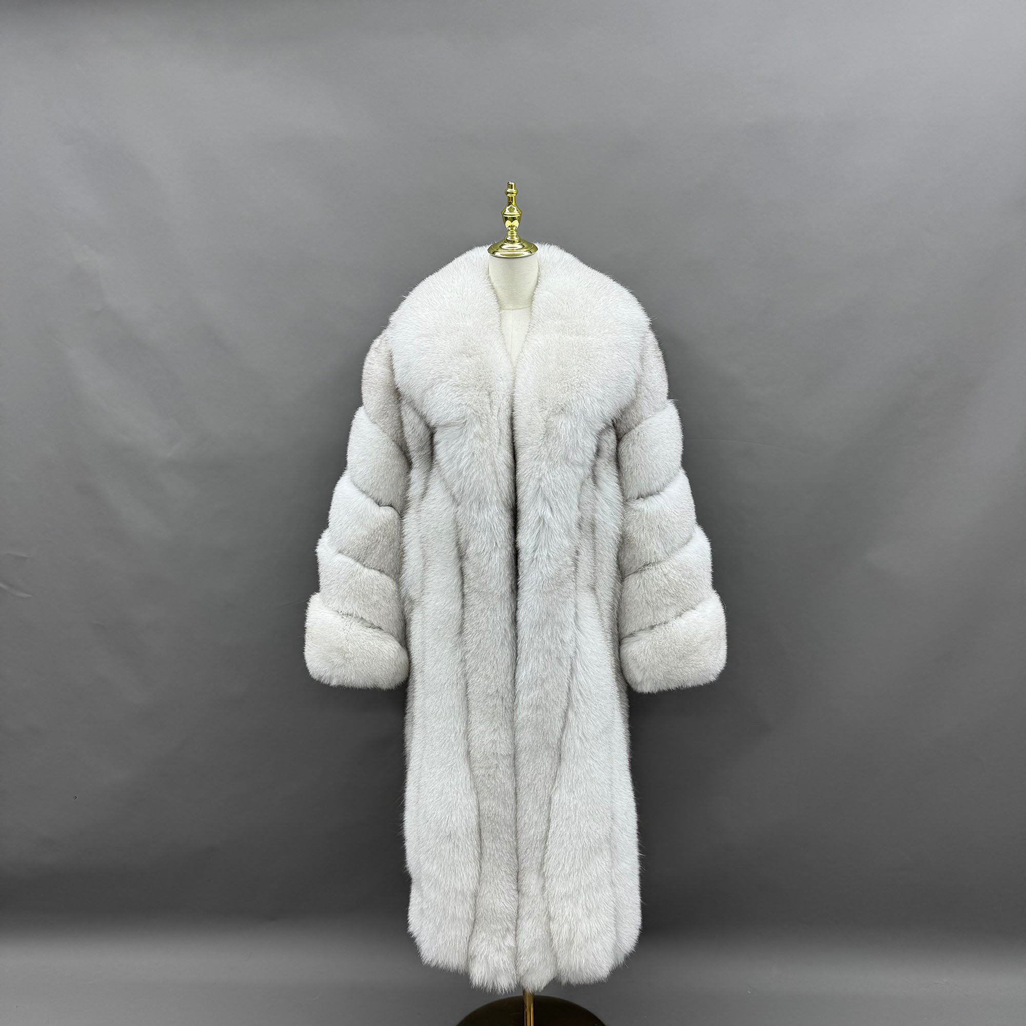 Women's Real Fox Fur Coat | Classic Stripe Design | Multiple Colors Available