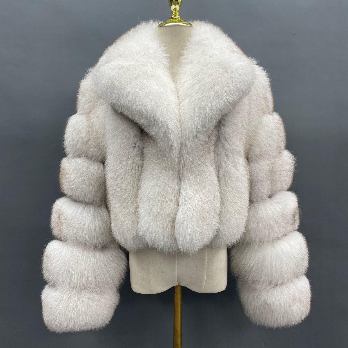 Women's Real Fox Fur Cropped Jacket with Oversized Shawl Collar — Downtown Rhythm