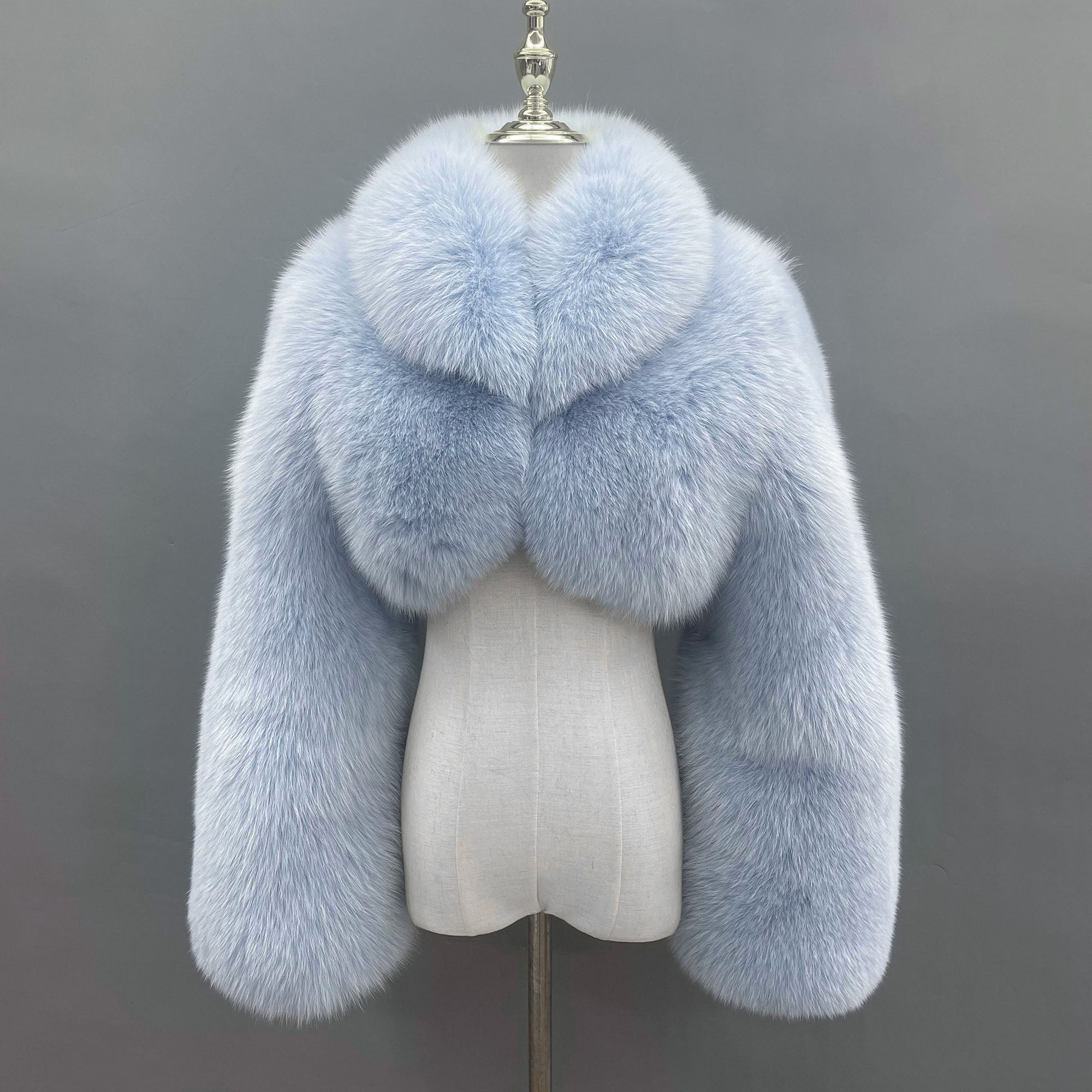 Women's Whole-Pelt Fox Fur Cropped Jacket with Oversized Shawl Collar — Downtown Rhythm