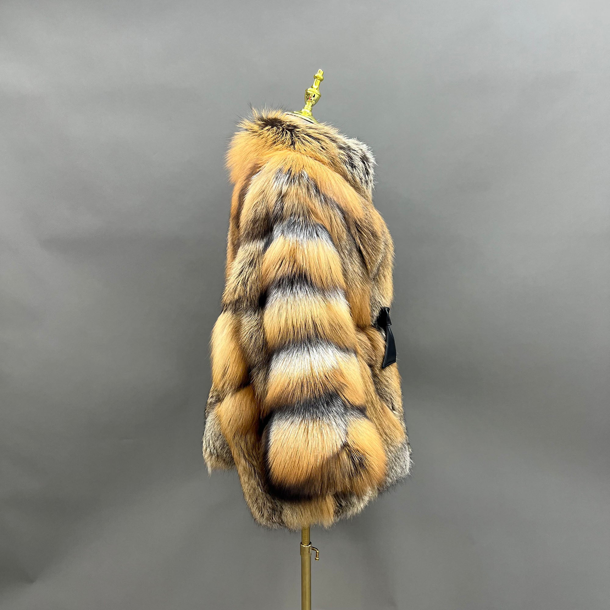 Women's real fox fur cape coat - side view