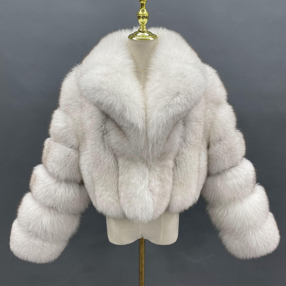 Women's Real Fox Fur Cropped Jacket with Oversized Shawl Collar — Downtown Rhythm