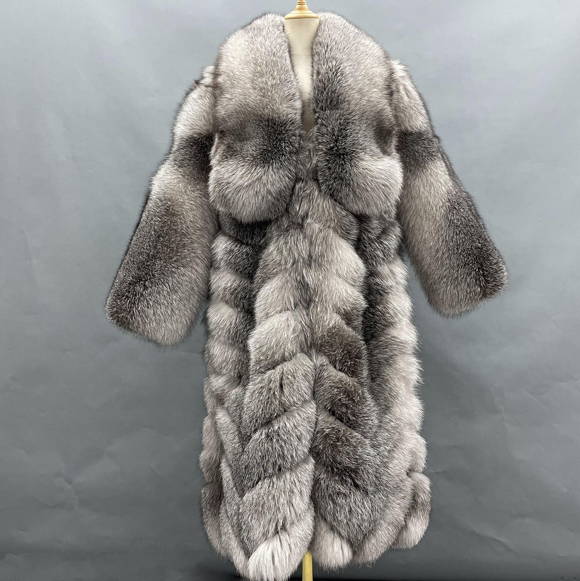 Women's Luxury Real Fox Fur Long Coat | Arctic, Golden, Cross, Silver & Blue Frost Fox