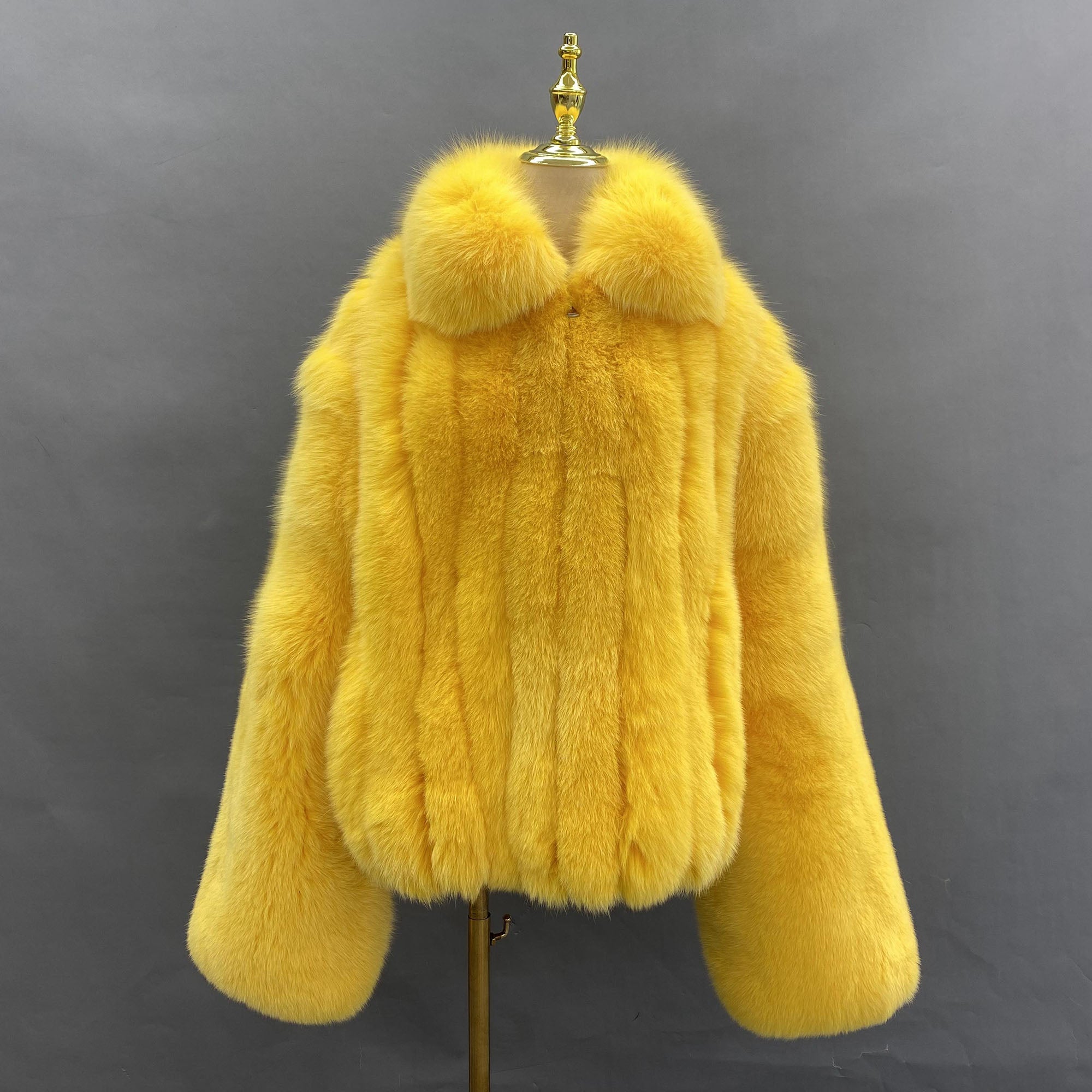 Men's Real Fox Fur Coat | Luxury Short Jacket | Silver, Crystal, Cross, Shadow & Blue Fox