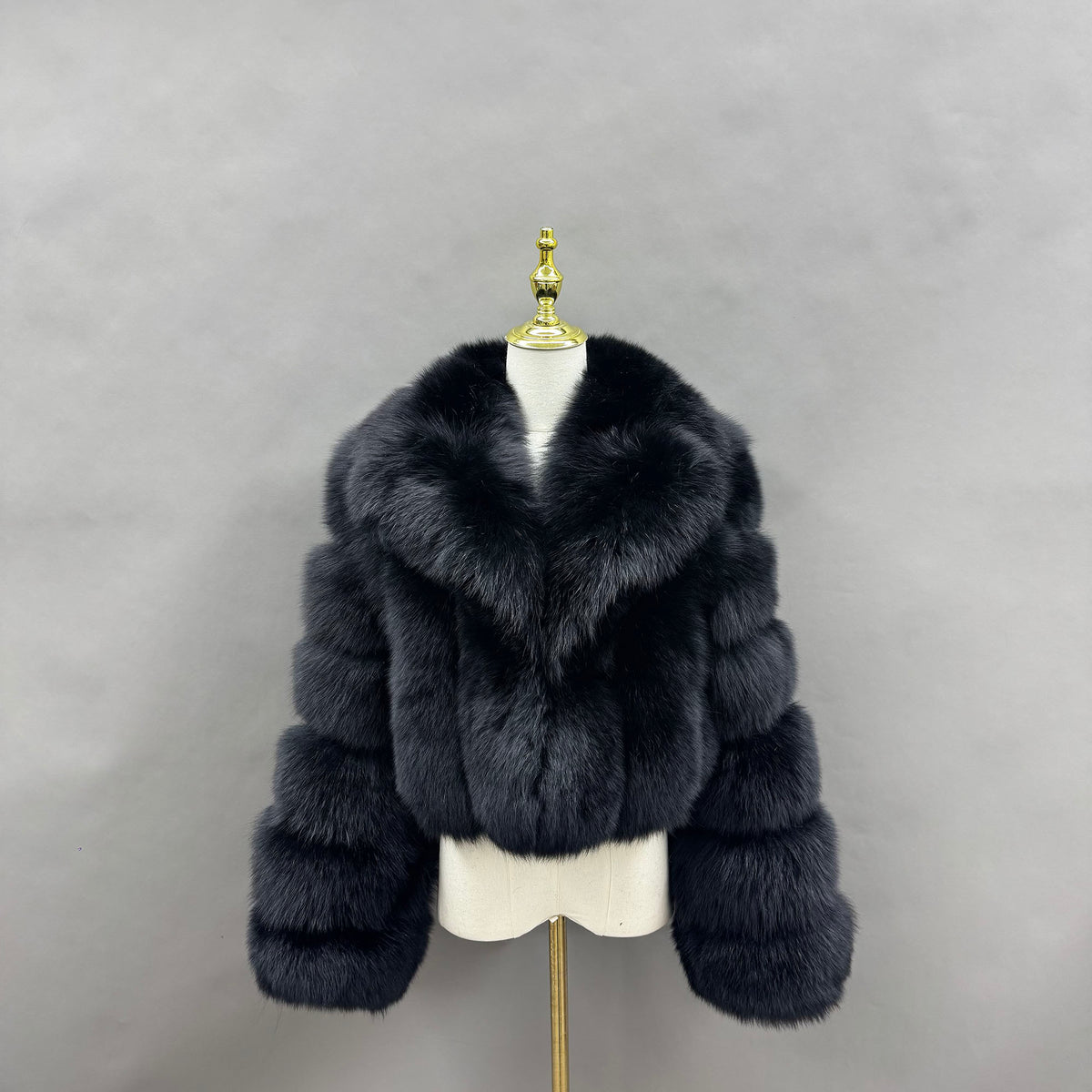 Women's Real Fox Fur Cropped Jacket with Oversized Shawl Collar — Downtown Rhythm