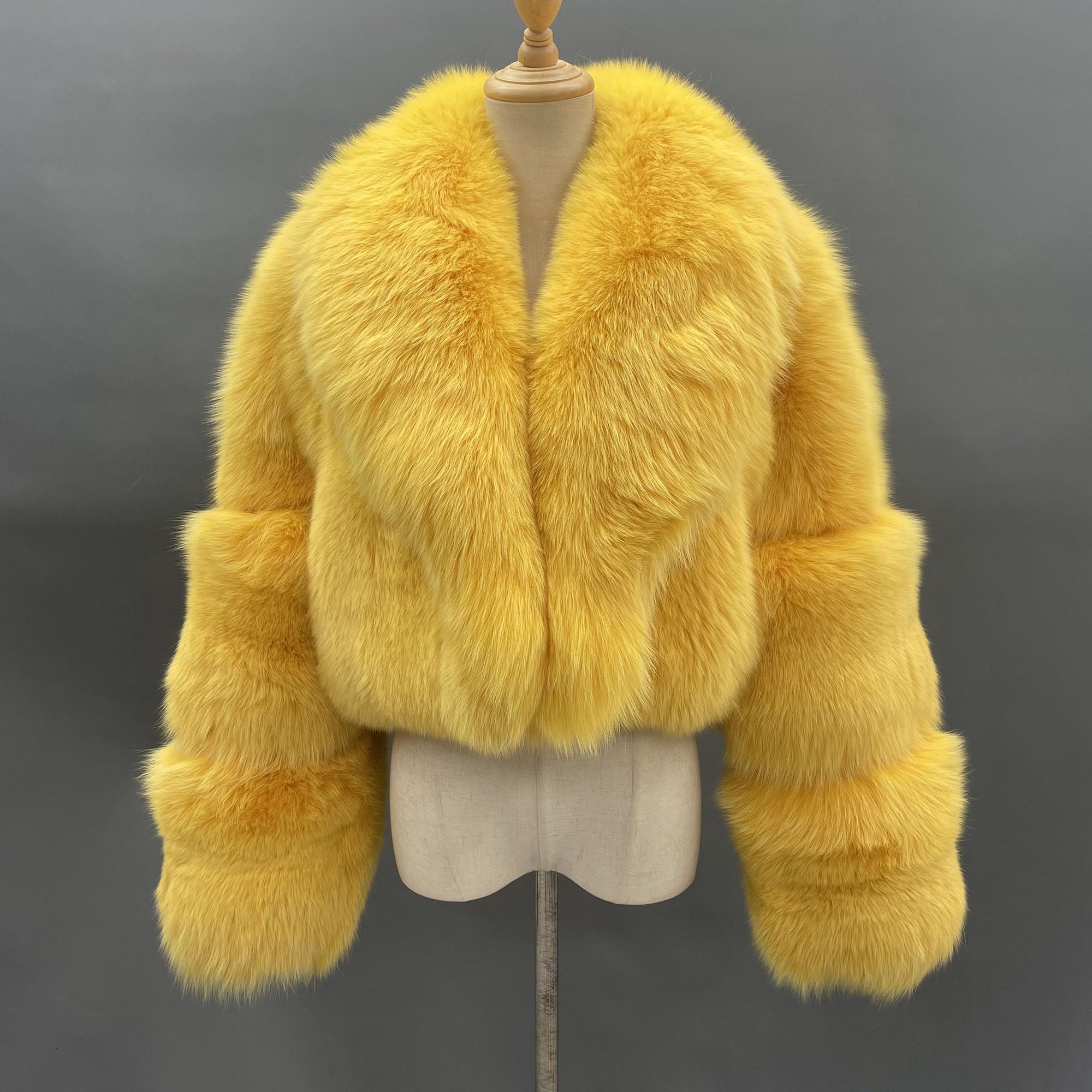 Women's Luxury Real Fox Fur Cropped Jacket | Arctic Marble, Golden Island, Silver & Blue Frost Fox