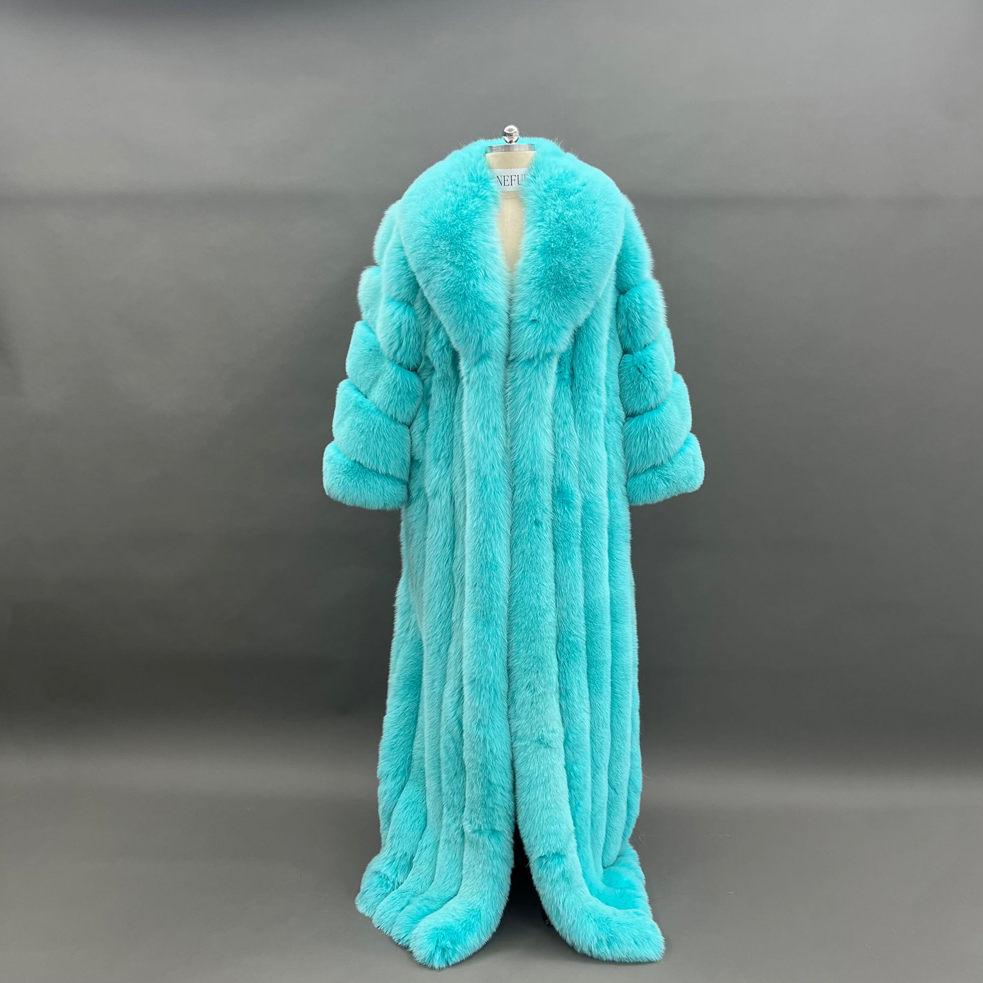 Full-Length Fox Fur Runway Coat - Crystal Fox Front View