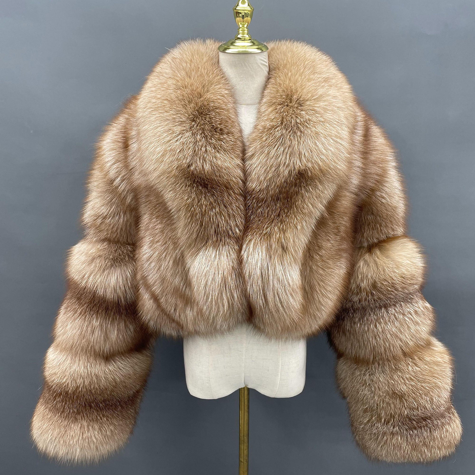 Women's Luxury Real Fox Fur Cropped Jacket | Arctic Marble, Golden Island, Silver & Blue Frost Fox