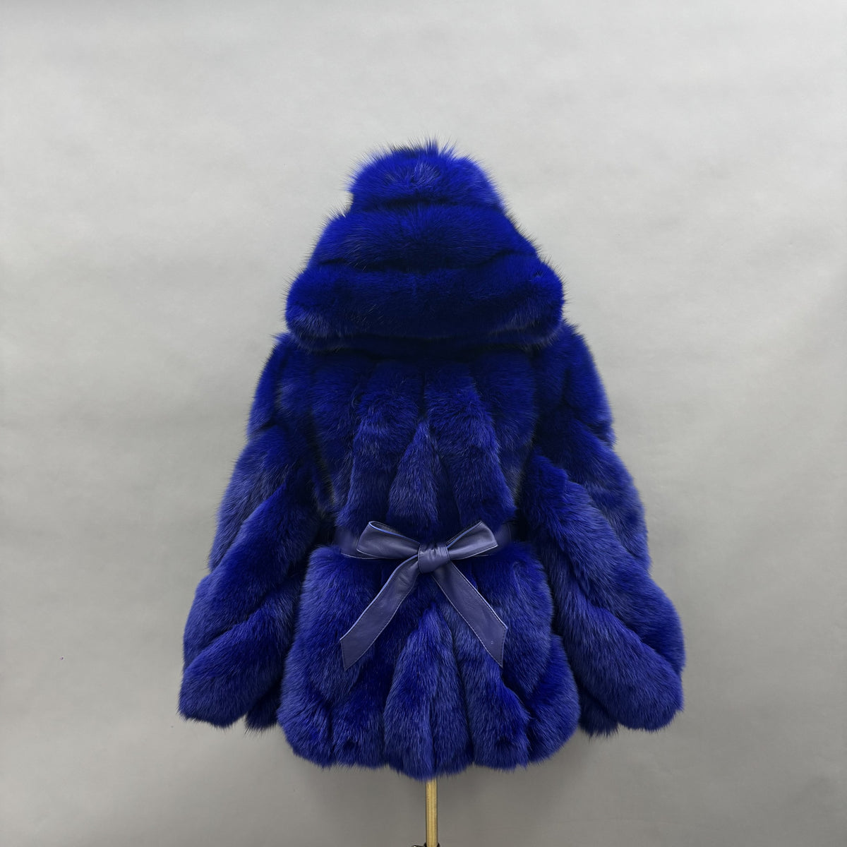 Women's Real Fox Fur Hip-Length Jacket with Oversized Hood & Bow Detail — Downtown Rhythm