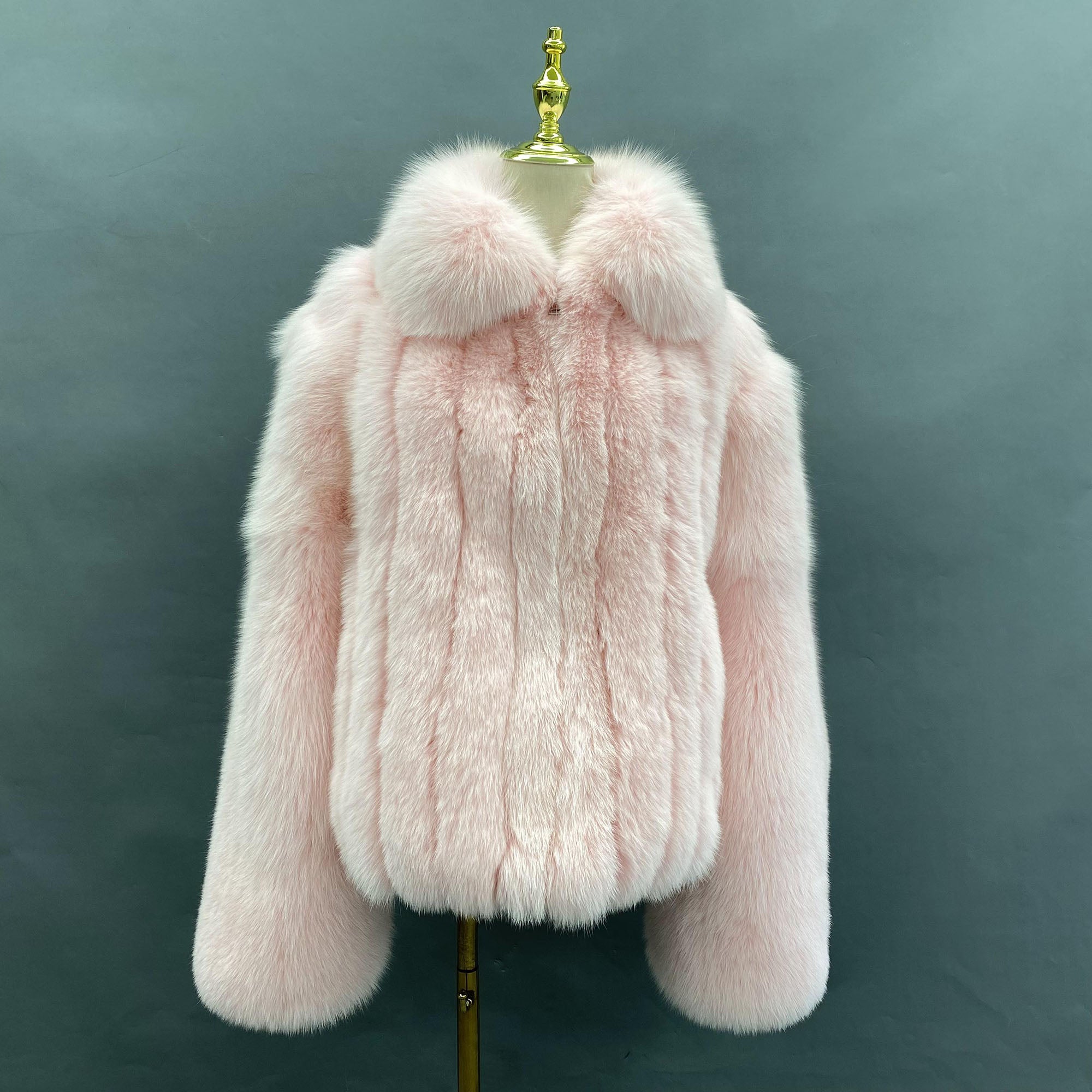 Men's Real Fox Fur Coat | Luxury Short Jacket | Silver, Crystal, Cross, Shadow & Blue Fox