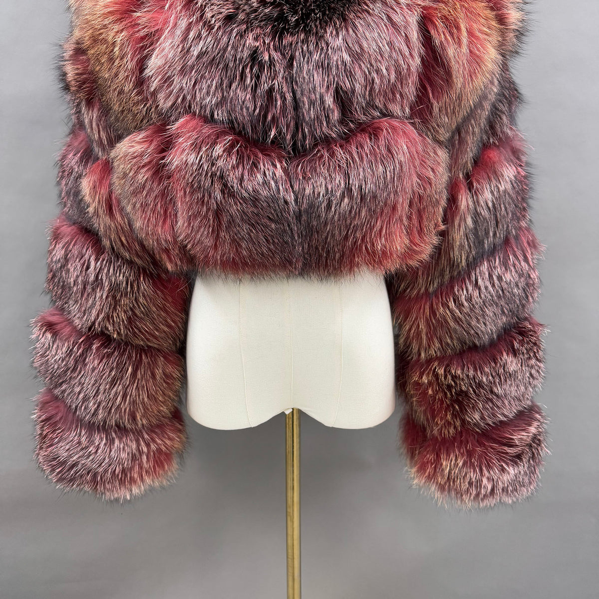 Women's Real Fox Fur Hooded Cropped Jacket - model front