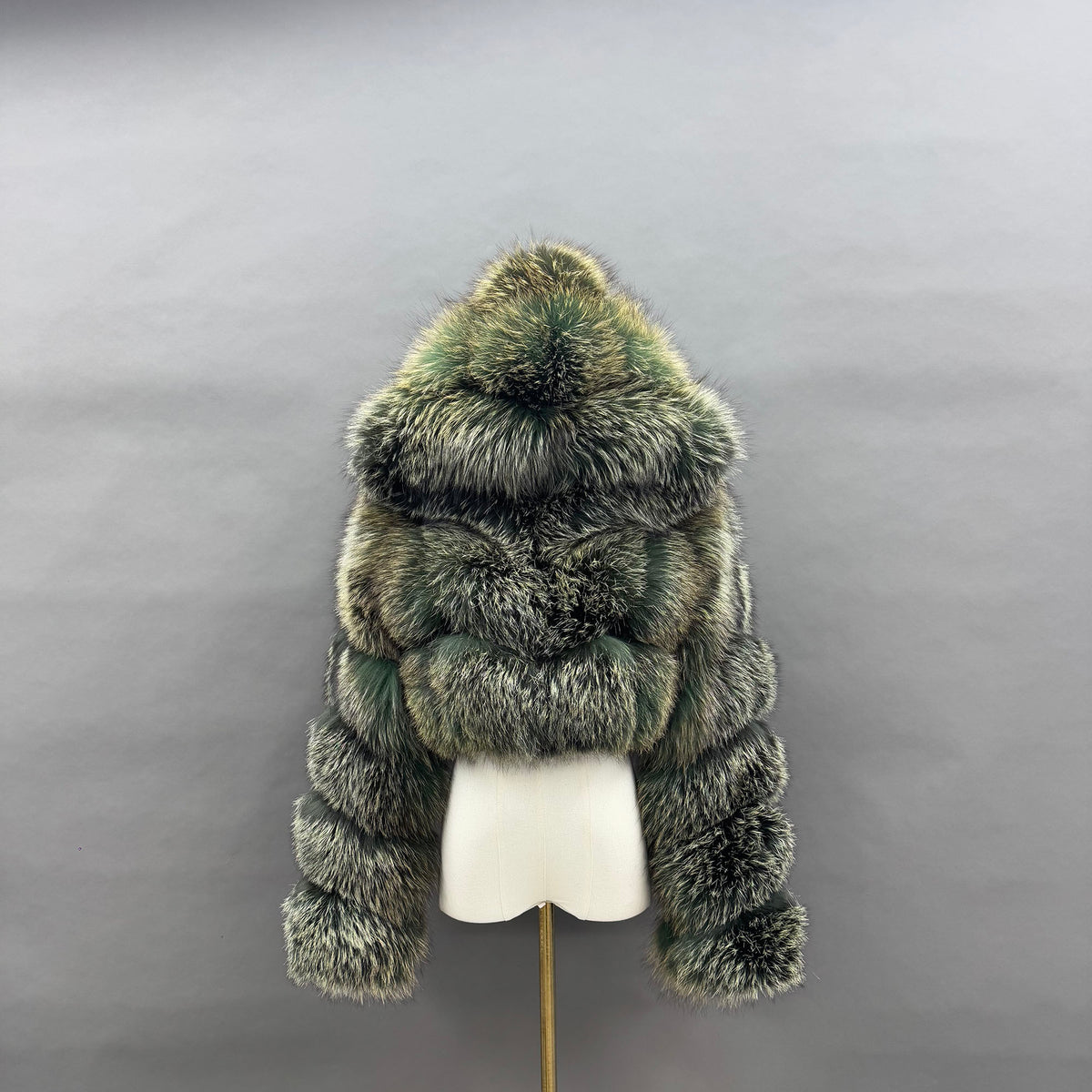 Women's Real Fox Fur Bread-Stripe Hooded Cropped Jacket — Alpine Fur
