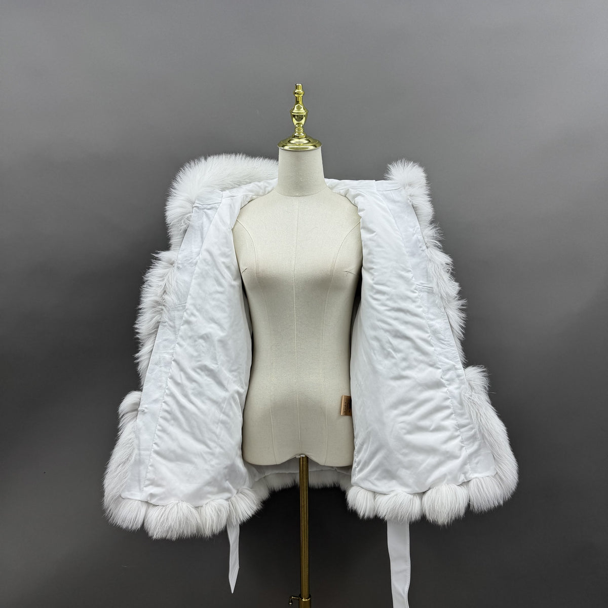 Women's Real Fox Fur Hip-Length Jacket with Oversized Hood & Bow Detail — Downtown Rhythm