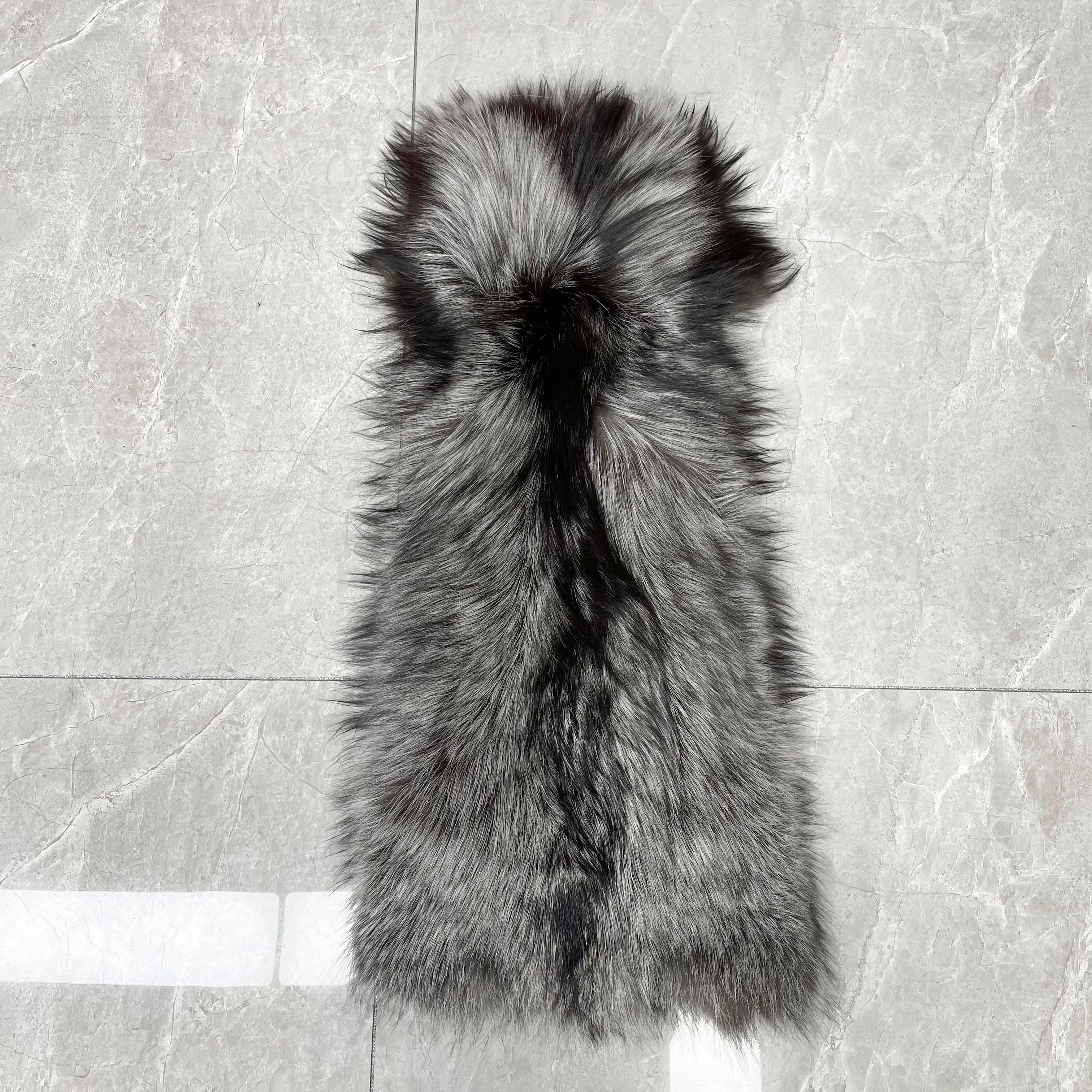 Women's Real Dyed Silver Fox Fur Stand Collar Cropped Jacket