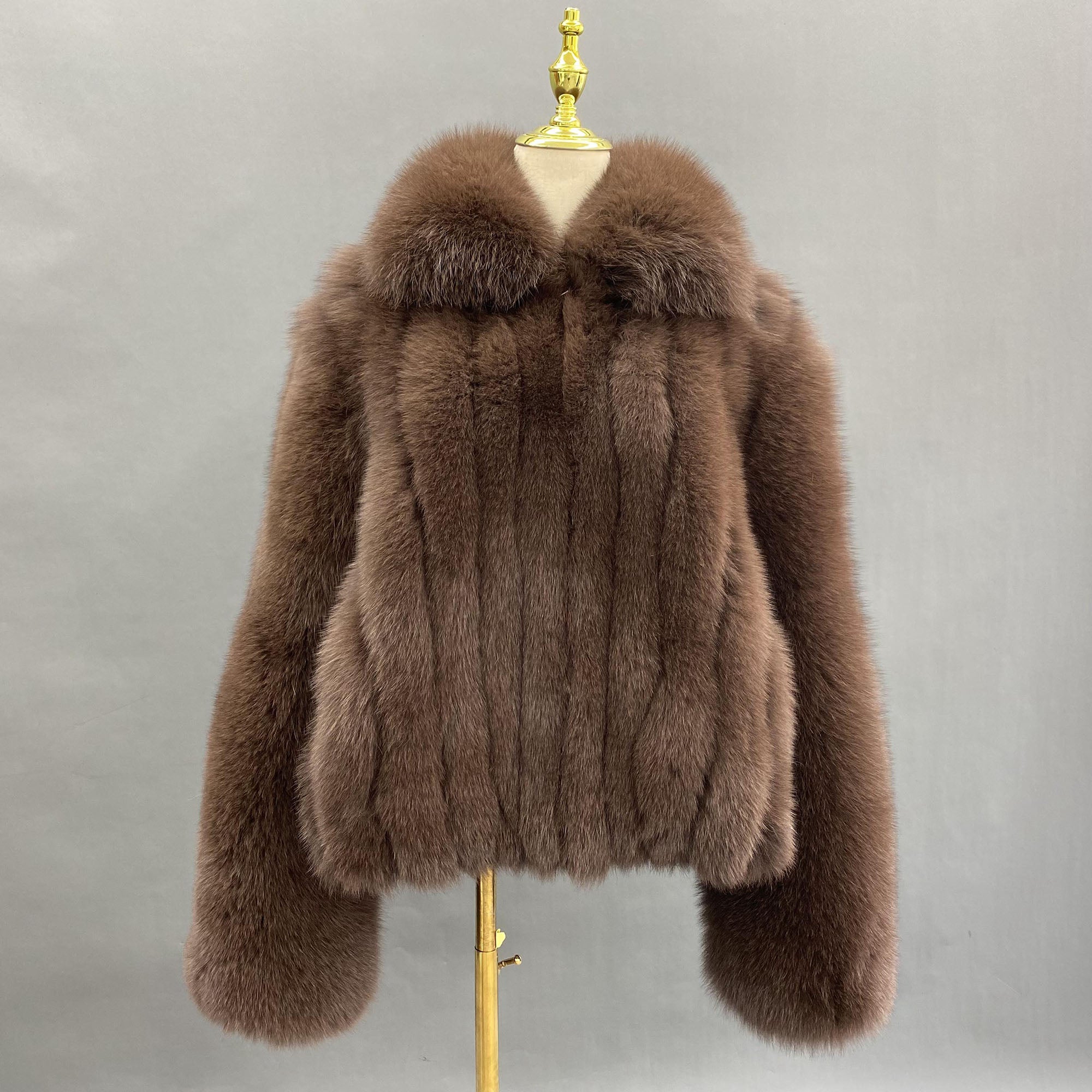 Men's Real Fox Fur Coat | Luxury Short Jacket | Silver, Crystal, Cross, Shadow & Blue Fox