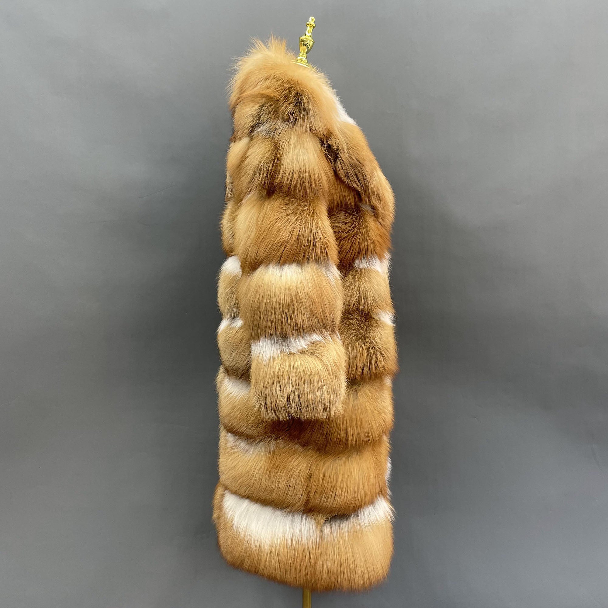 Women's Fox Fur Long Coat - texture detail