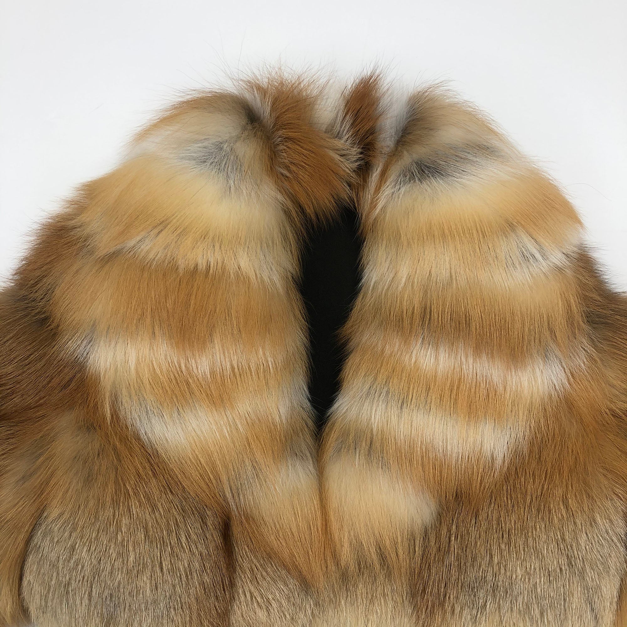 Women's Red Fox Fur Cropped Jacket - Detail View on Model