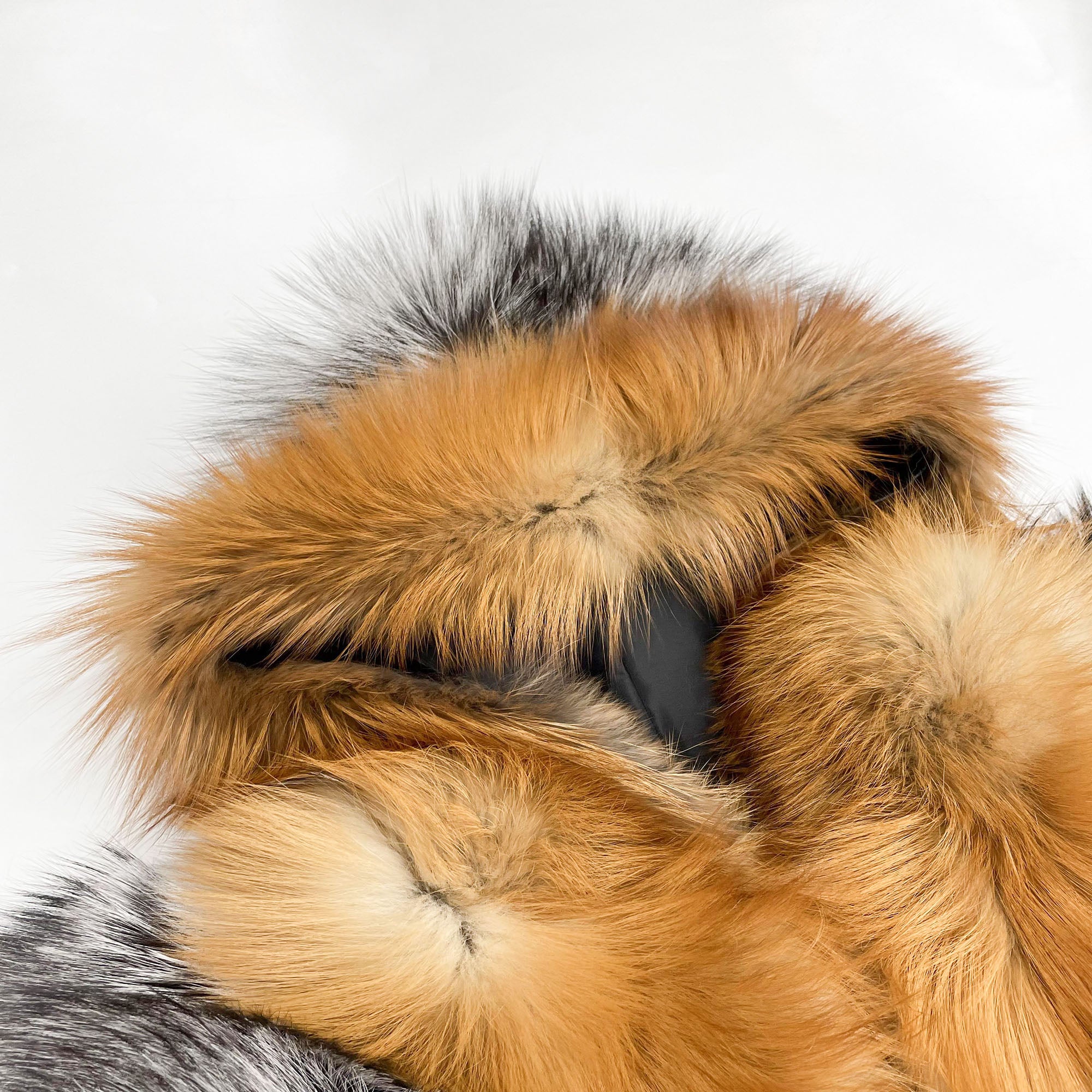 Women's Real Silver Fox & Red Fox Fur Hooded Jacket | Luxury Two-Tone Coat