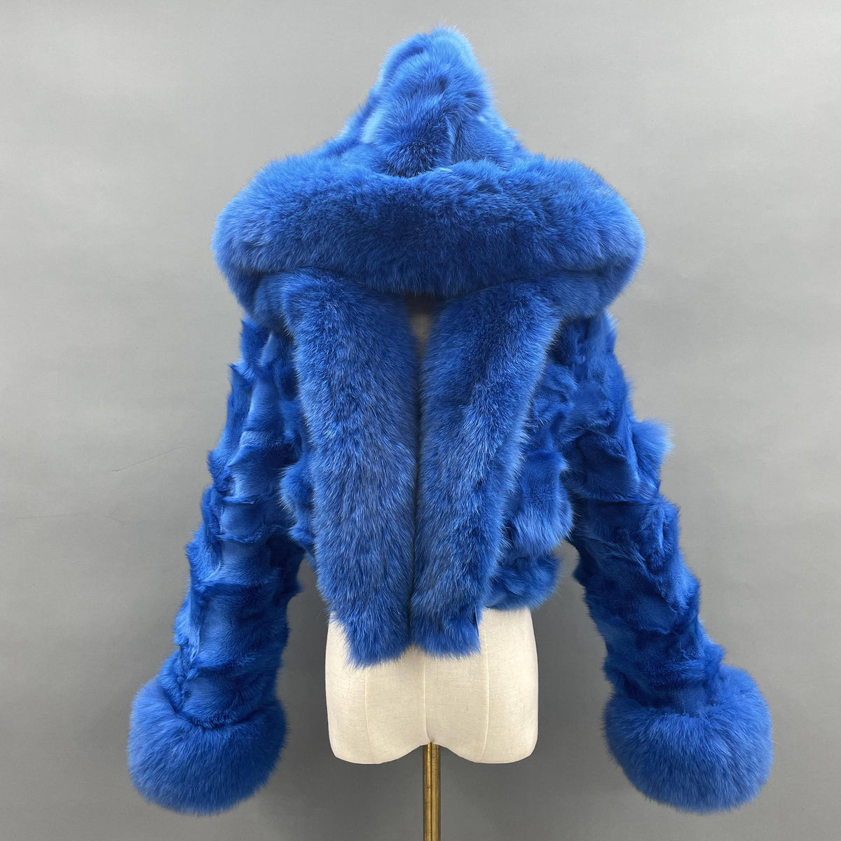 Women's Real Fox Fur Hooded Cropped Jacket | Ribbed Sleeves | Multiple Colors