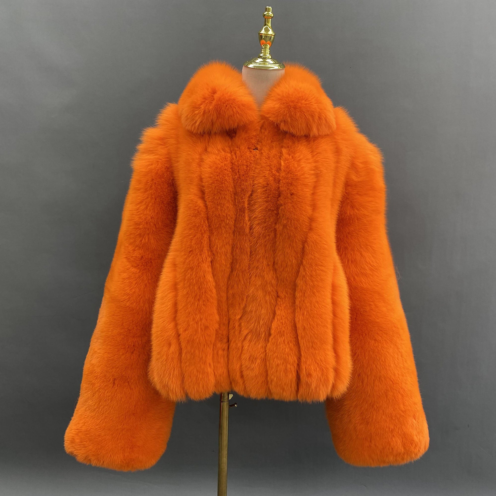 Men's Real Fox Fur Coat | Luxury Short Jacket | Silver, Crystal, Cross, Shadow & Blue Fox