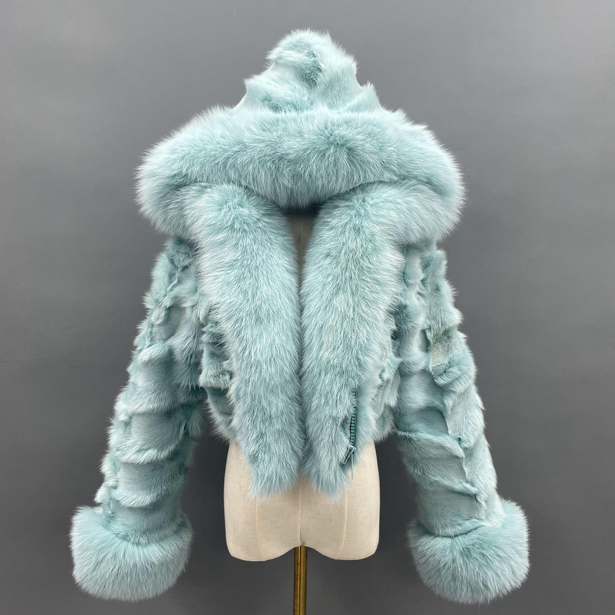 Women's Real Fox Fur Hooded Cropped Jacket | Ribbed Sleeves | Multiple Colors