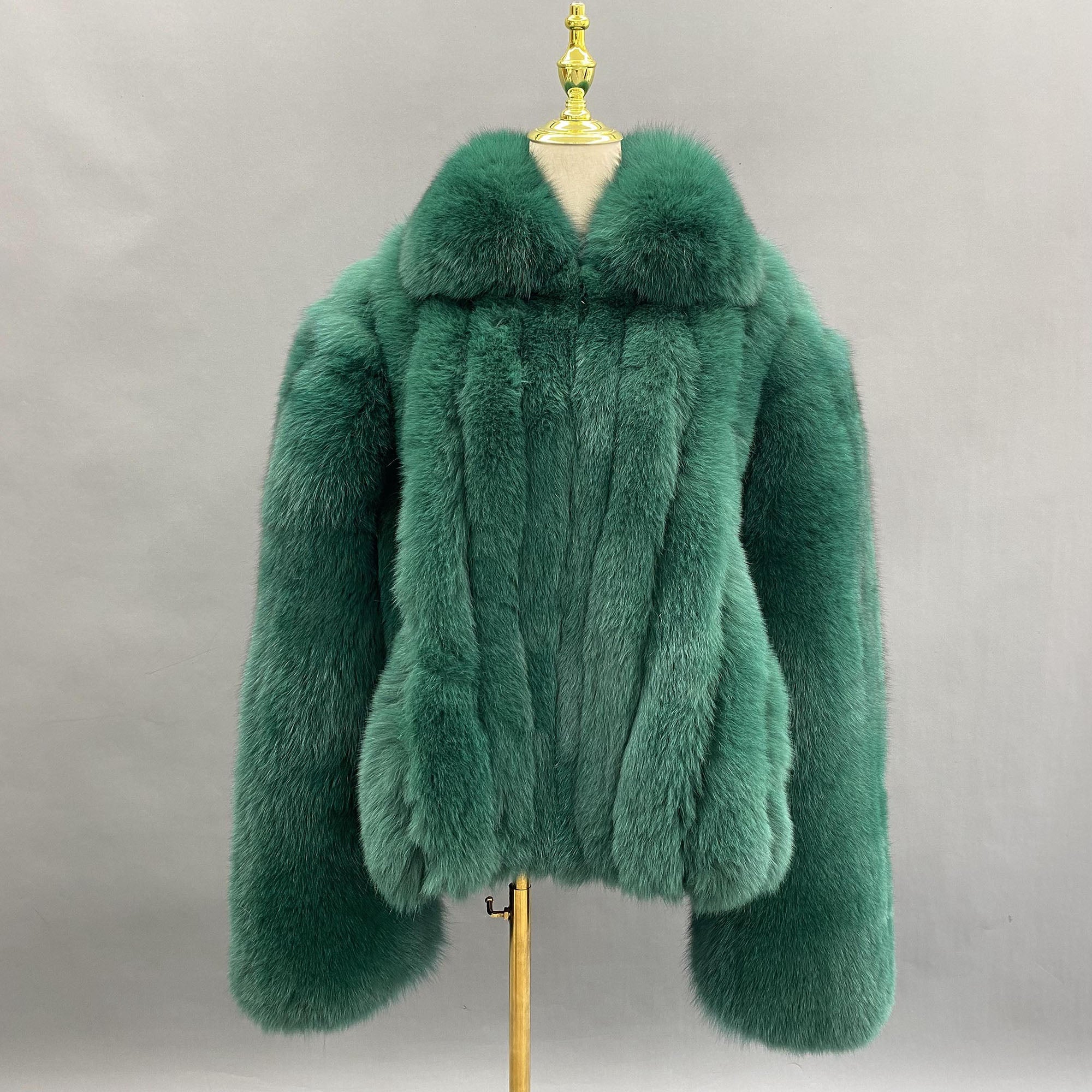 Men's Real Fox Fur Coat | Luxury Short Jacket | Silver, Crystal, Cross, Shadow & Blue Fox