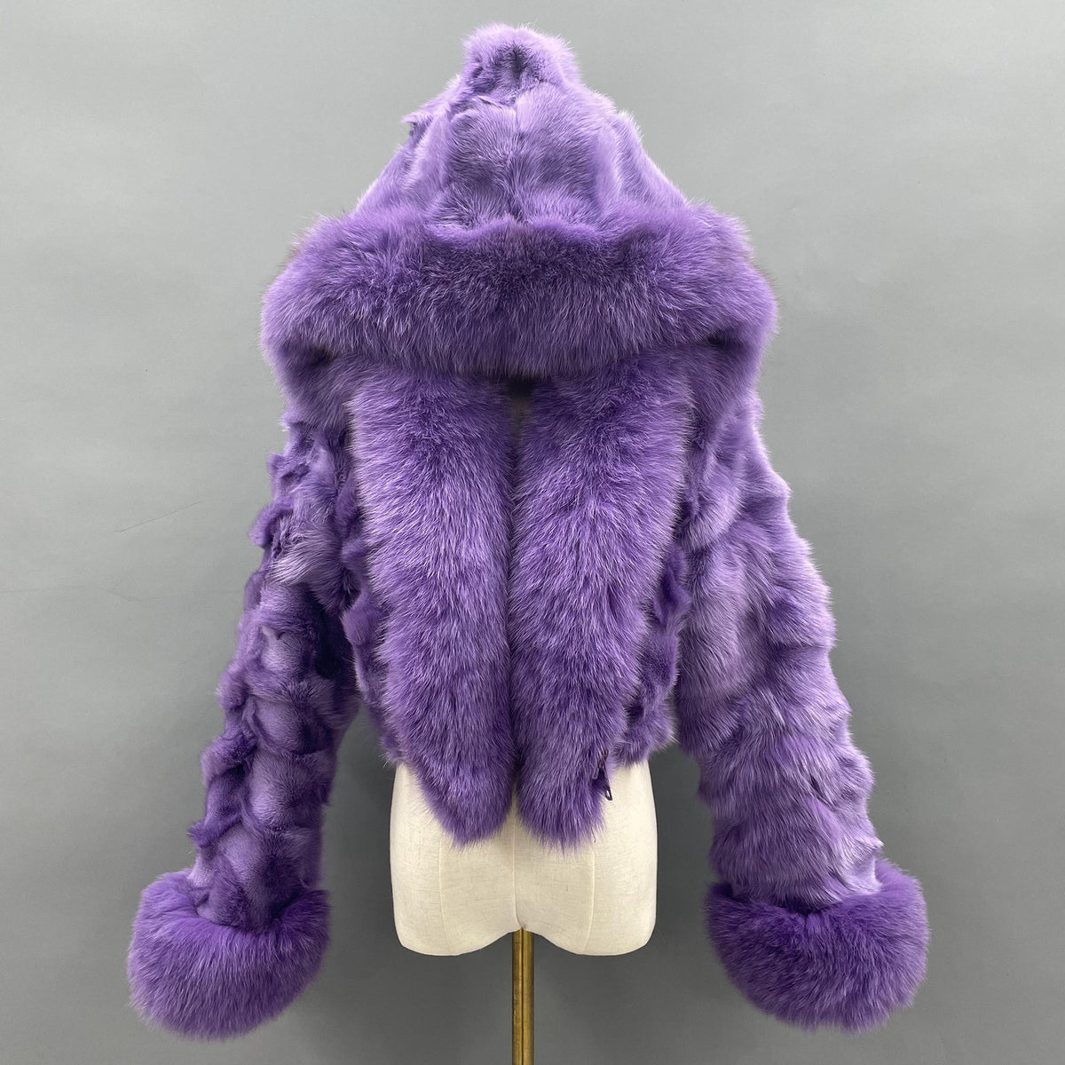 Women's Real Fox Fur Hooded Cropped Jacket | Ribbed Sleeves | Multiple Colors